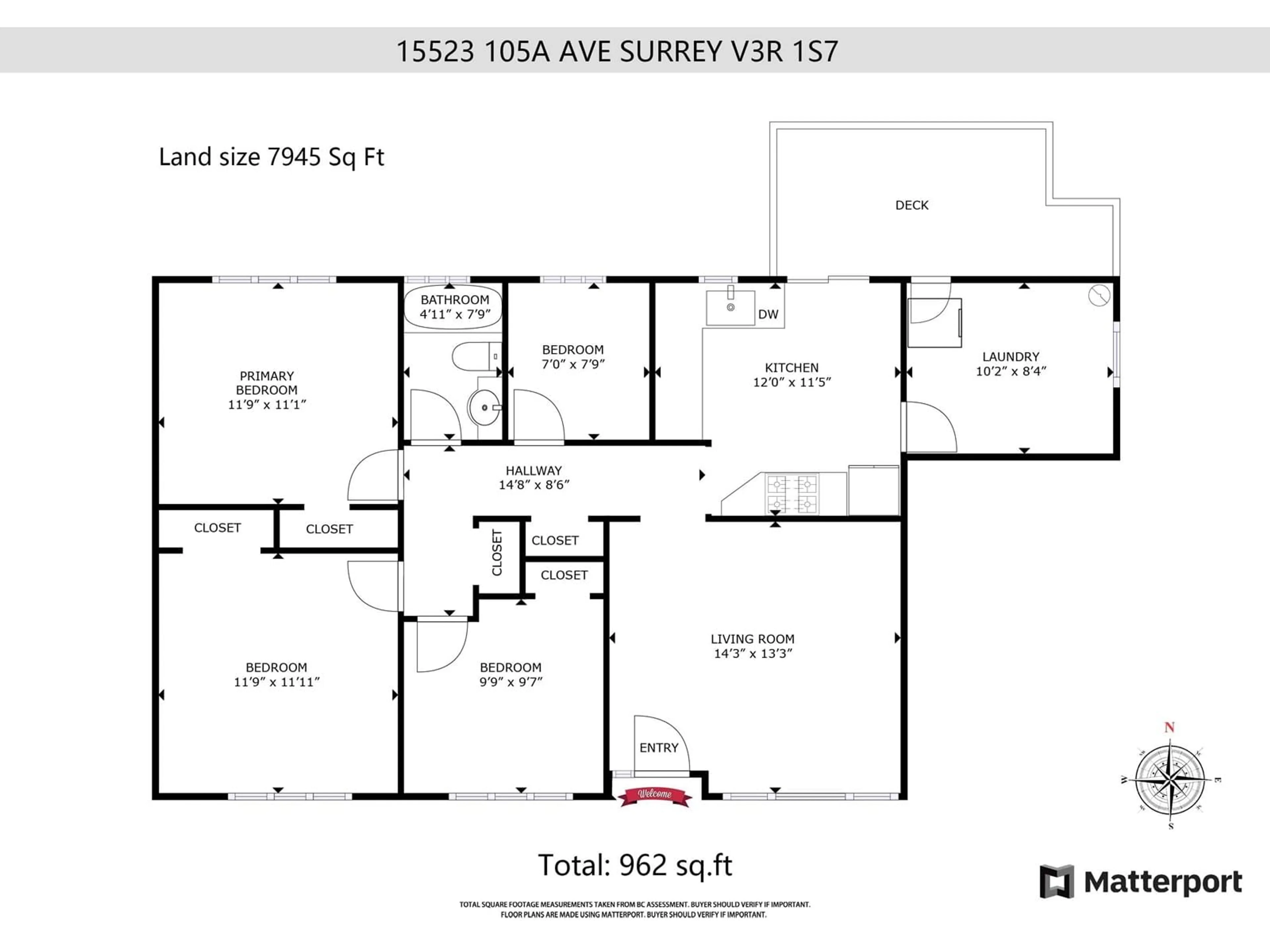 Floor plan for 15523 105A, Surrey British Columbia V3R1S7