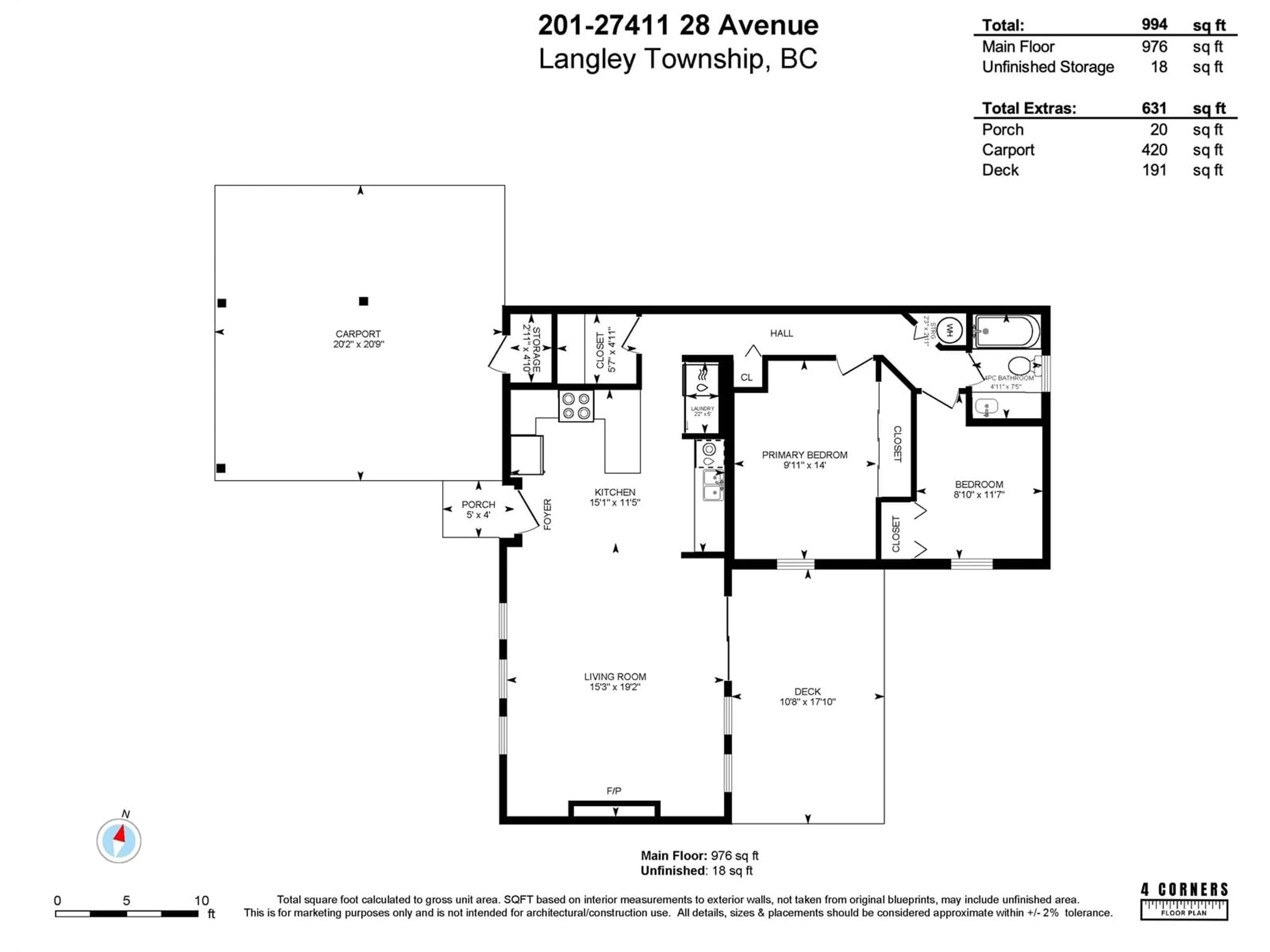 Floor plan for 201 - 27411 28, Langley British Columbia V4W3V1
