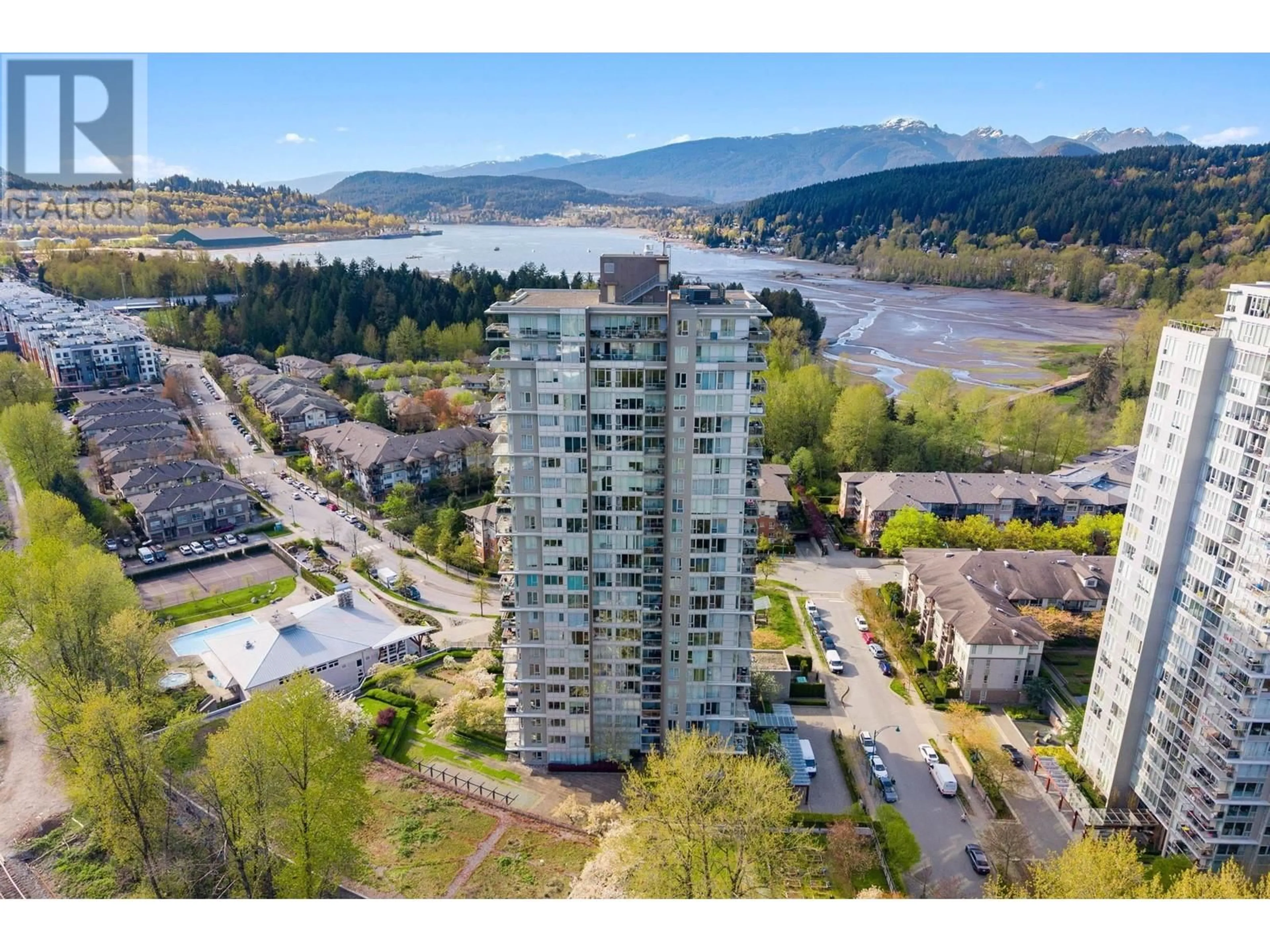A pic from outside/outdoor area/front of a property/back of a property/a pic from drone, water/lake/river/ocean view for 706 - 651 NOOTKA WAY, Port Moody British Columbia V3H0A1