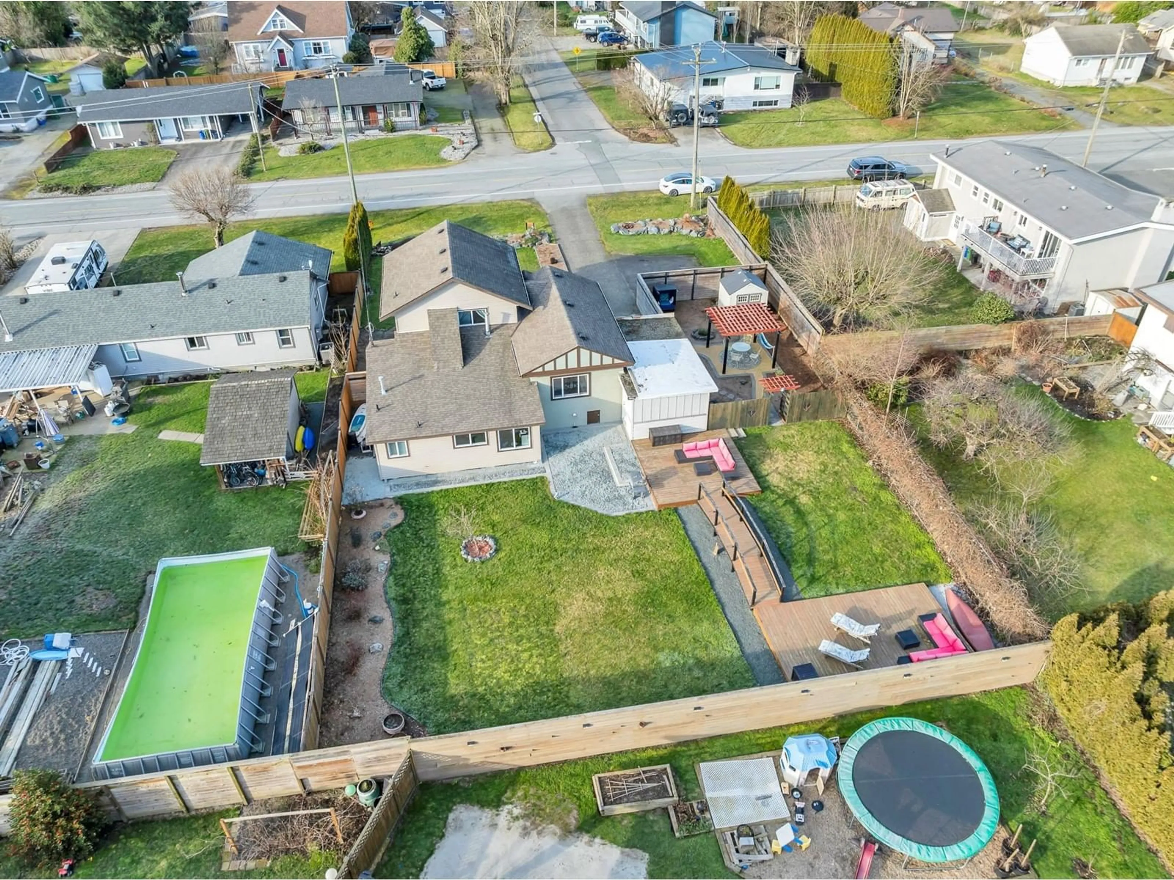 A pic from outside/outdoor area/front of a property/back of a property/a pic from drone, street for 9450 MCNAUGHT ROAD, Chilliwack British Columbia V2P6E8