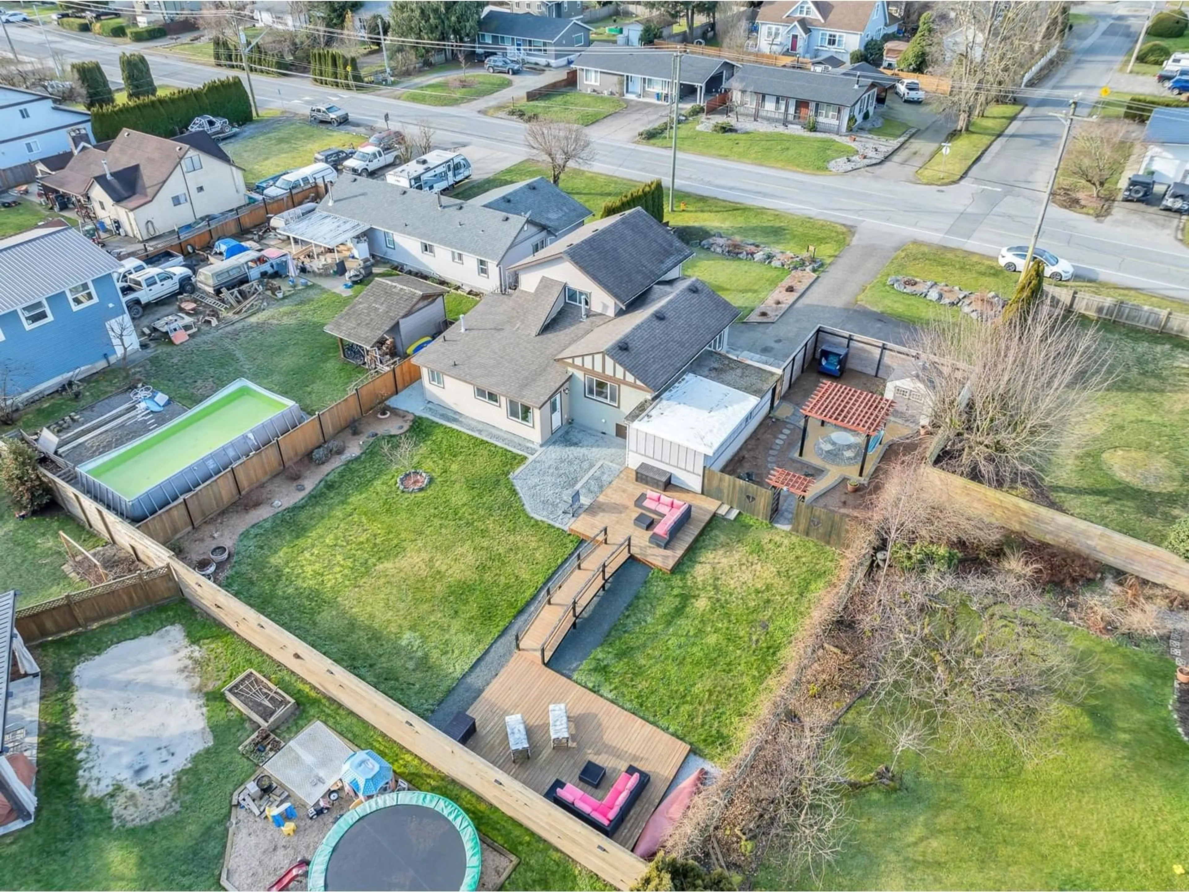 A pic from outside/outdoor area/front of a property/back of a property/a pic from drone, street for 9450 MCNAUGHT ROAD, Chilliwack British Columbia V2P6E8
