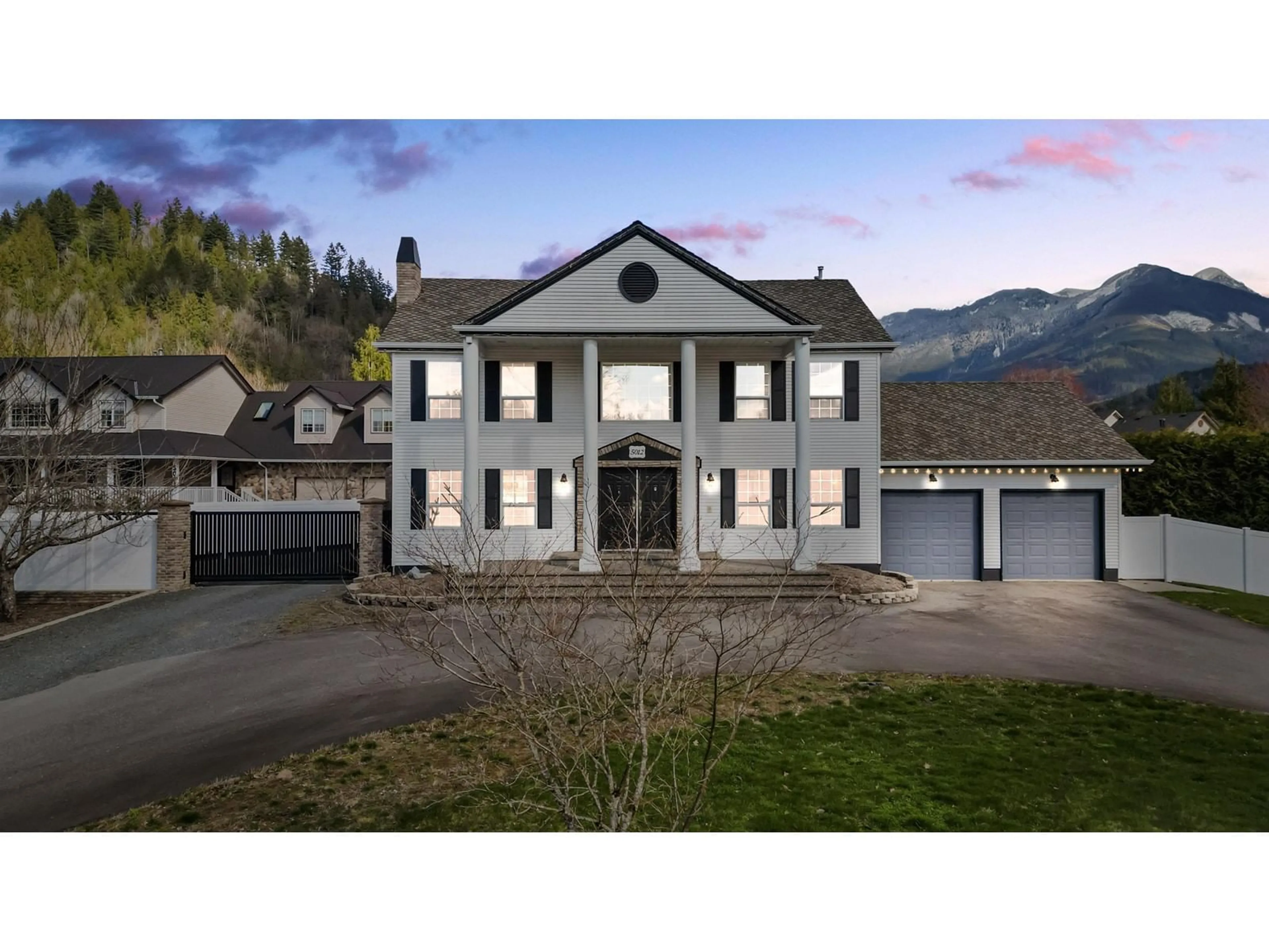A pic from outside/outdoor area/front of a property/back of a property/a pic from drone, mountain view for 5012 WHITEWATER PLACE, Chilliwack British Columbia V4Z1H5