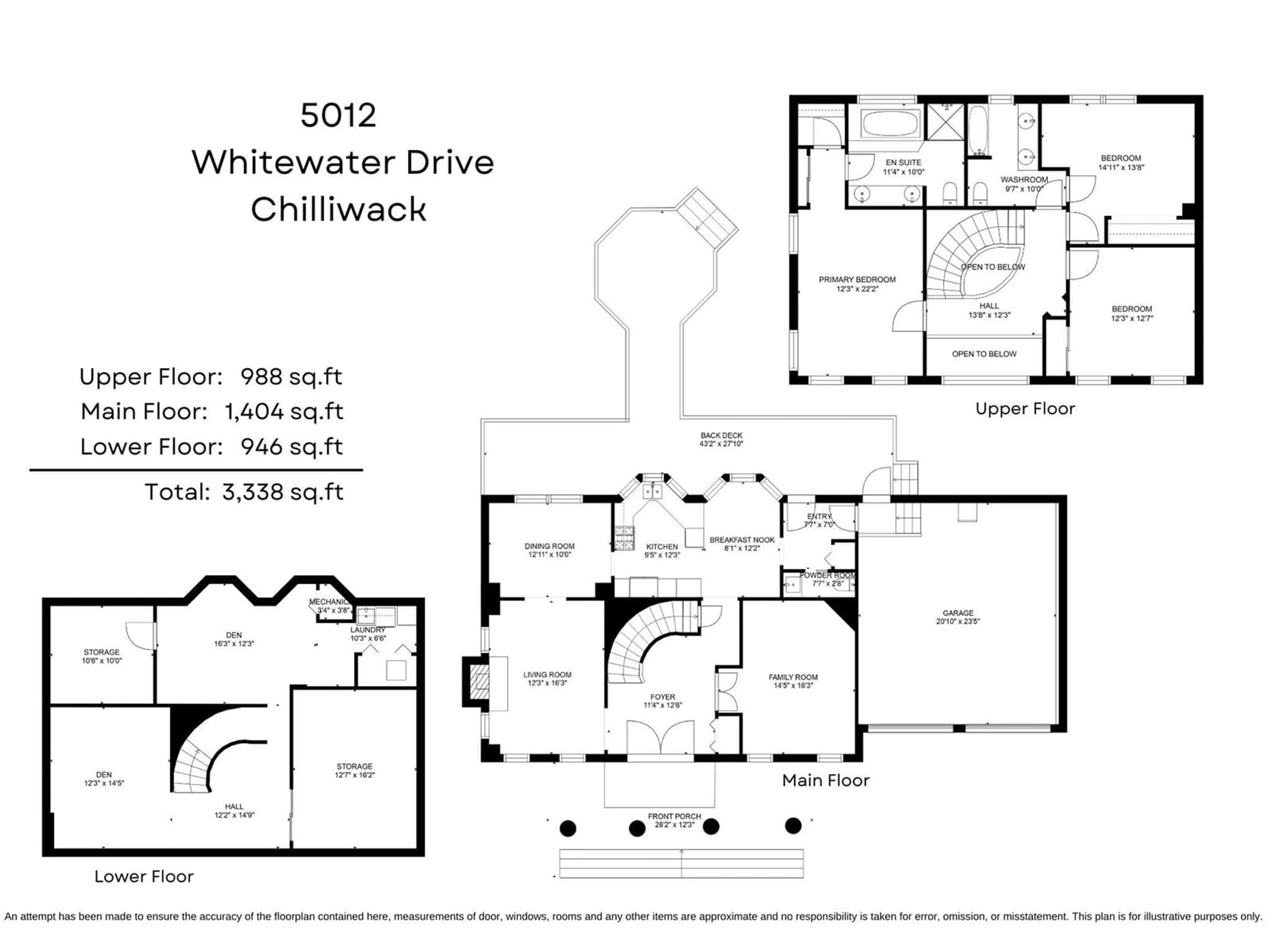 Floor plan for 5012 WHITEWATER PLACE, Chilliwack British Columbia V4Z1H5