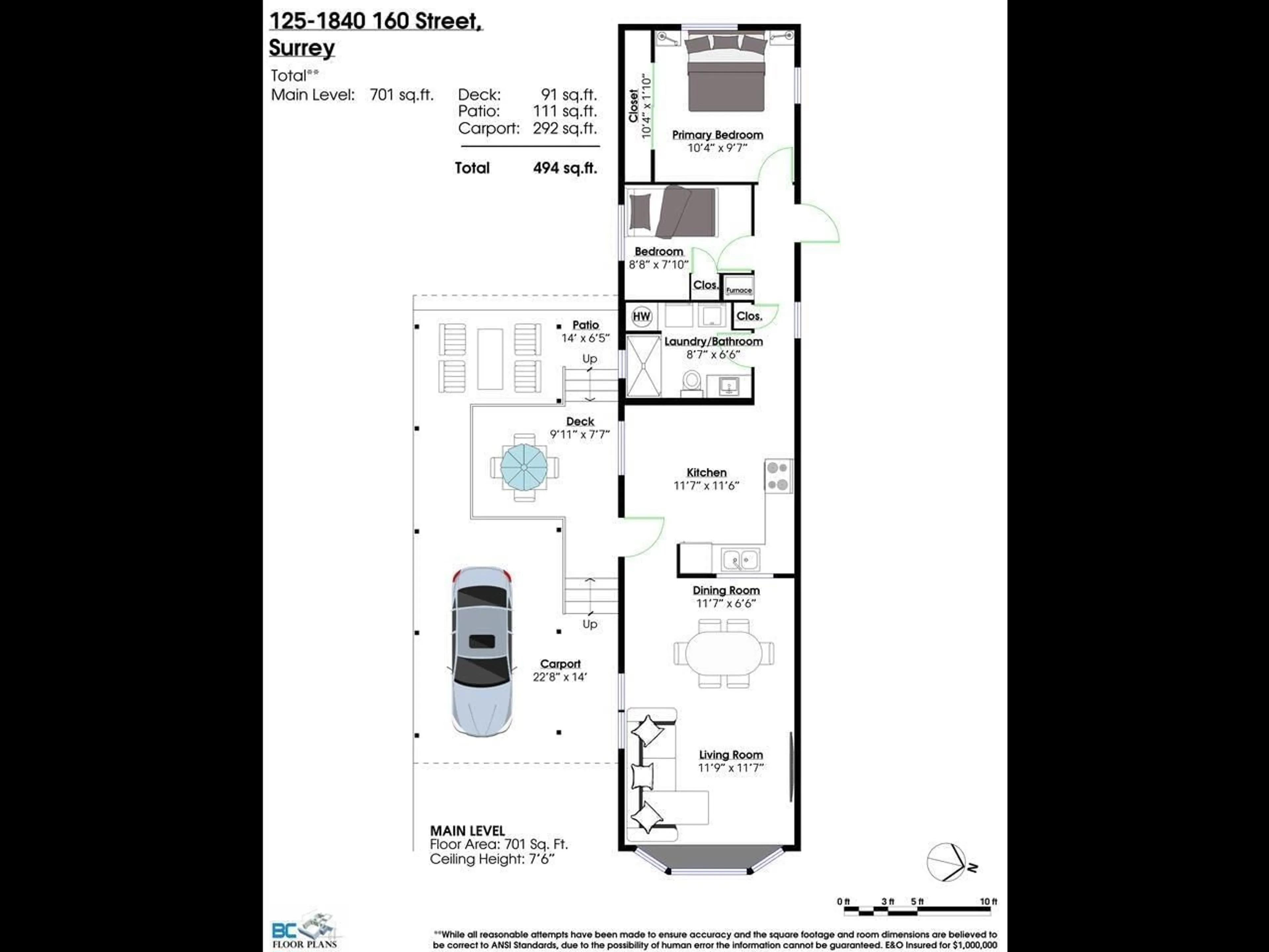 Floor plan for 125 - 1840 160, Surrey British Columbia V4A4X3