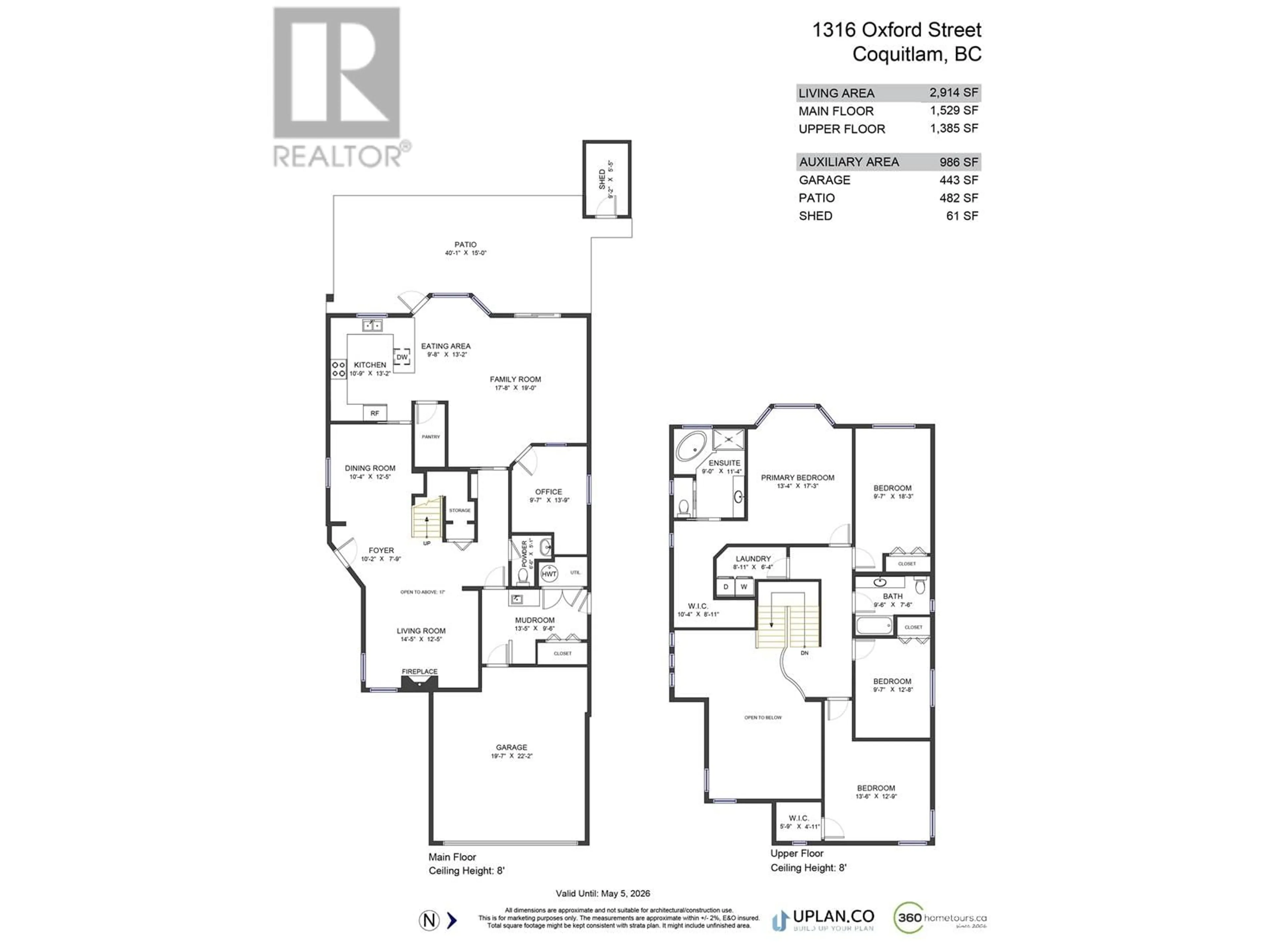 Floor plan for 1316 OXFORD STREET, Coquitlam British Columbia V3B4G2