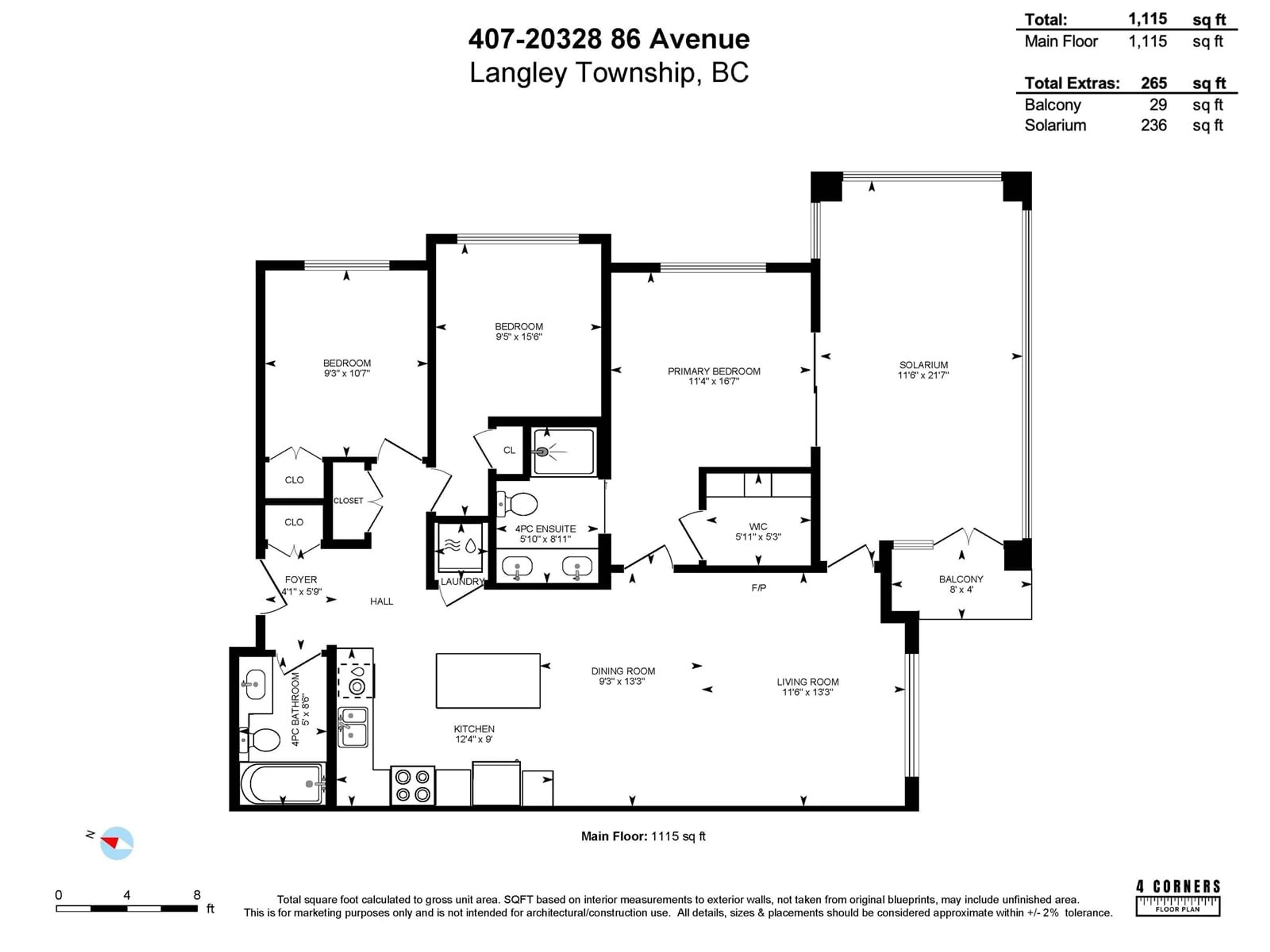 Floor plan for 407 - 20328 86, Langley British Columbia V2Y3L5