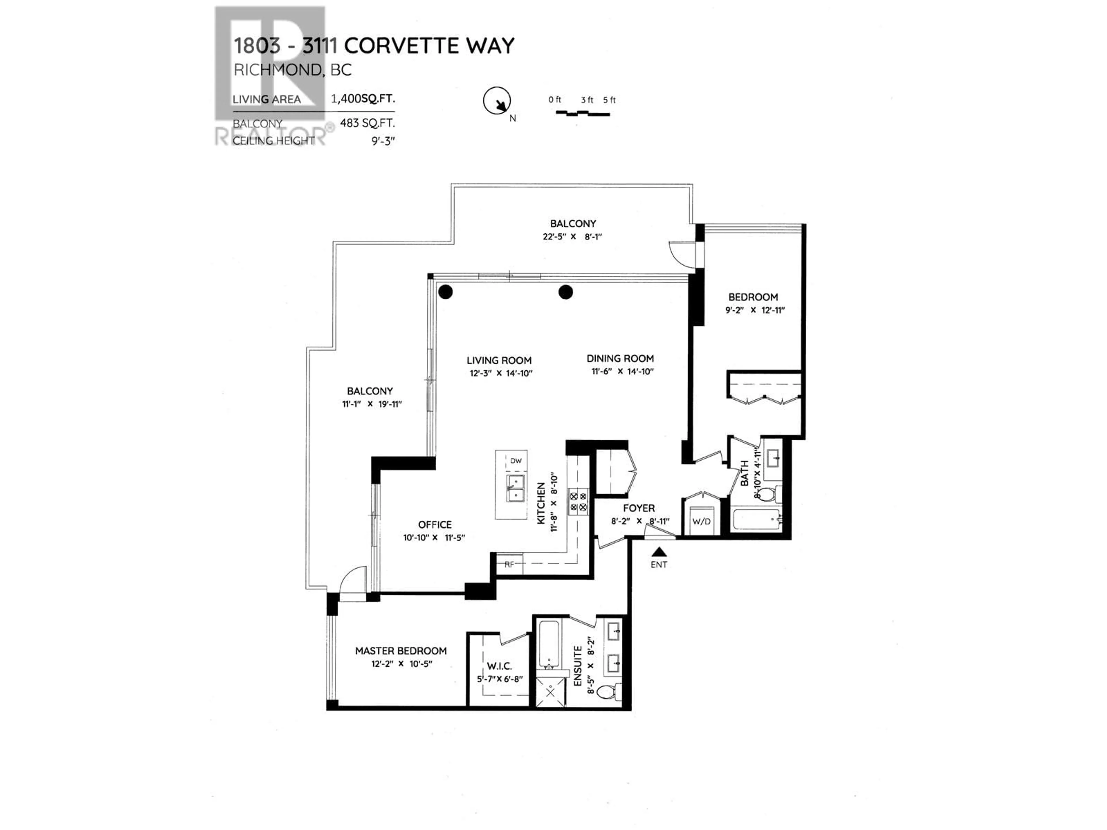 Floor plan for 1803 - 3111 CORVETTE WAY, Richmond British Columbia V6X4K3