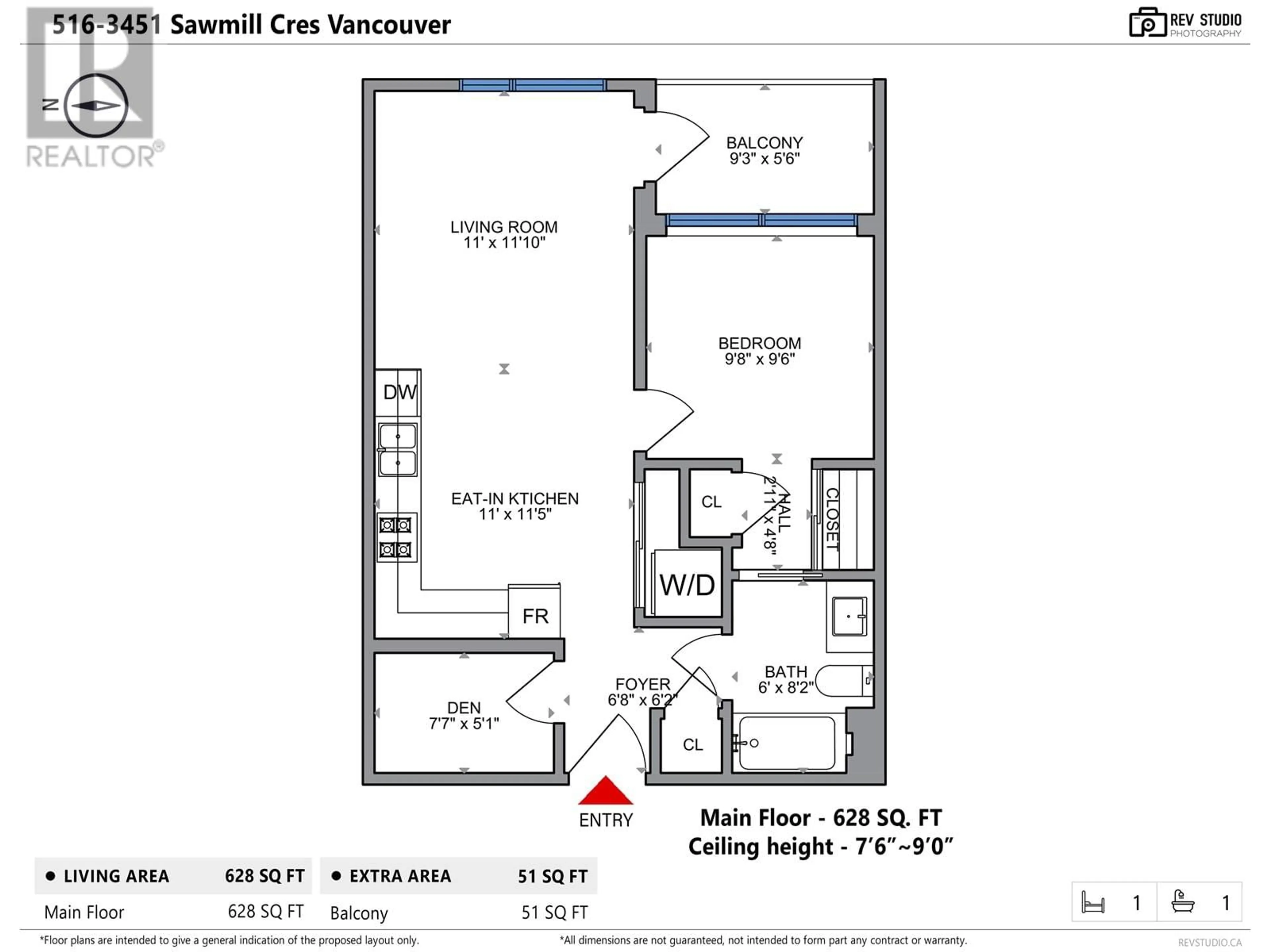 Floor plan for 516 - 3451 SAWMILL CRESCENT, Vancouver British Columbia V5S0H3