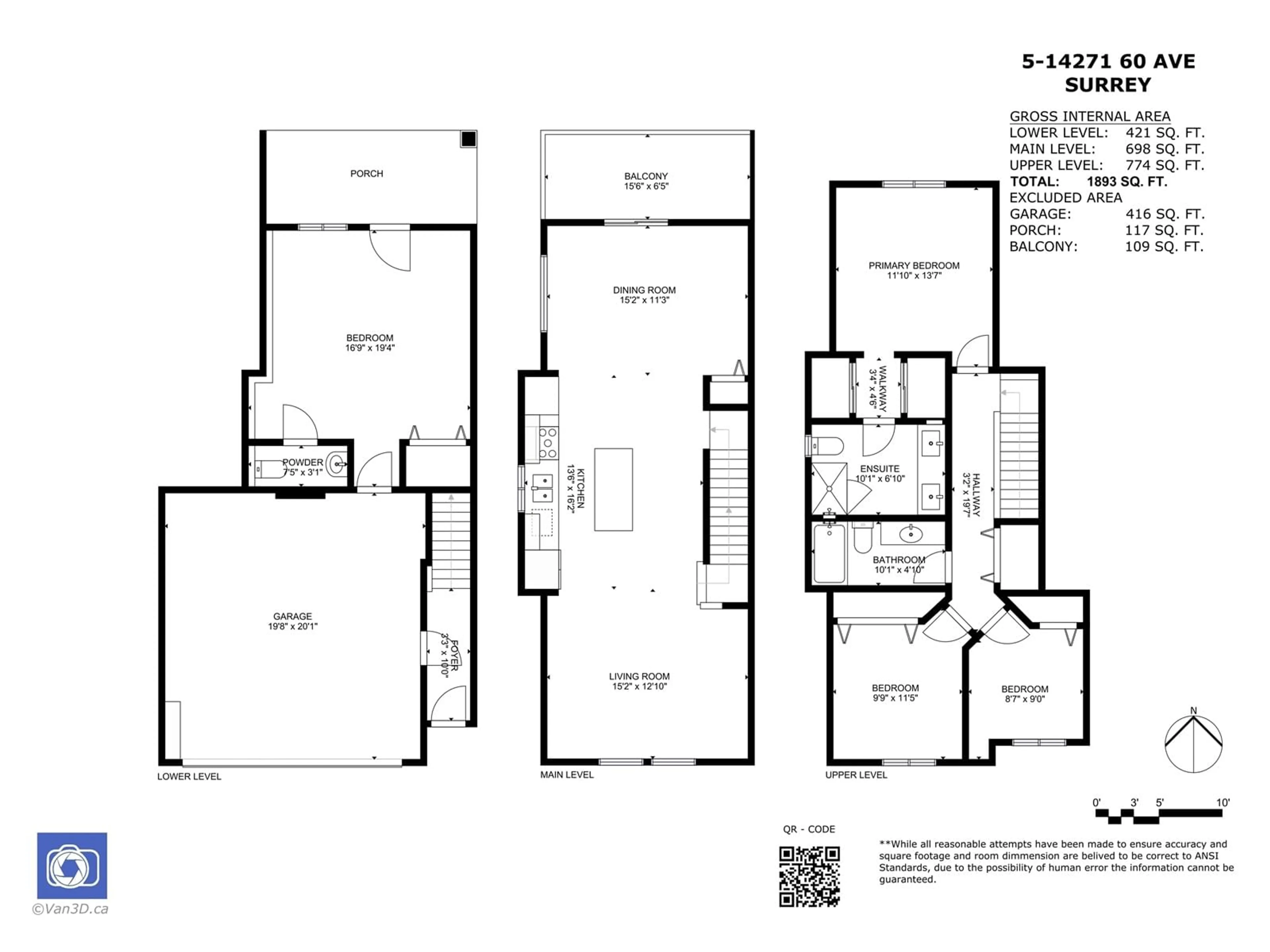 Floor plan for 5 - 14271 60, Surrey British Columbia V3X2N4