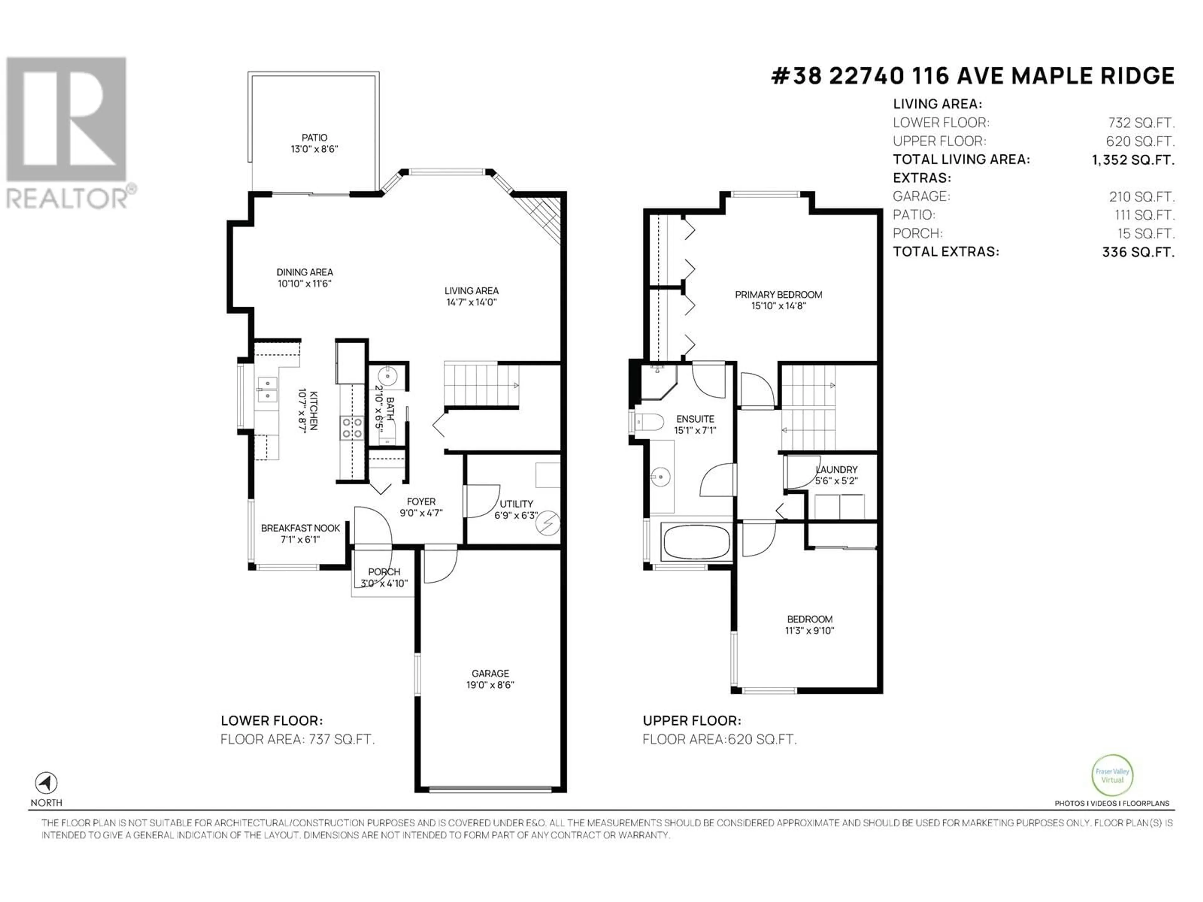 Floor plan for 38 - 22740 116 AVENUE, Maple Ridge British Columbia V2X2X7