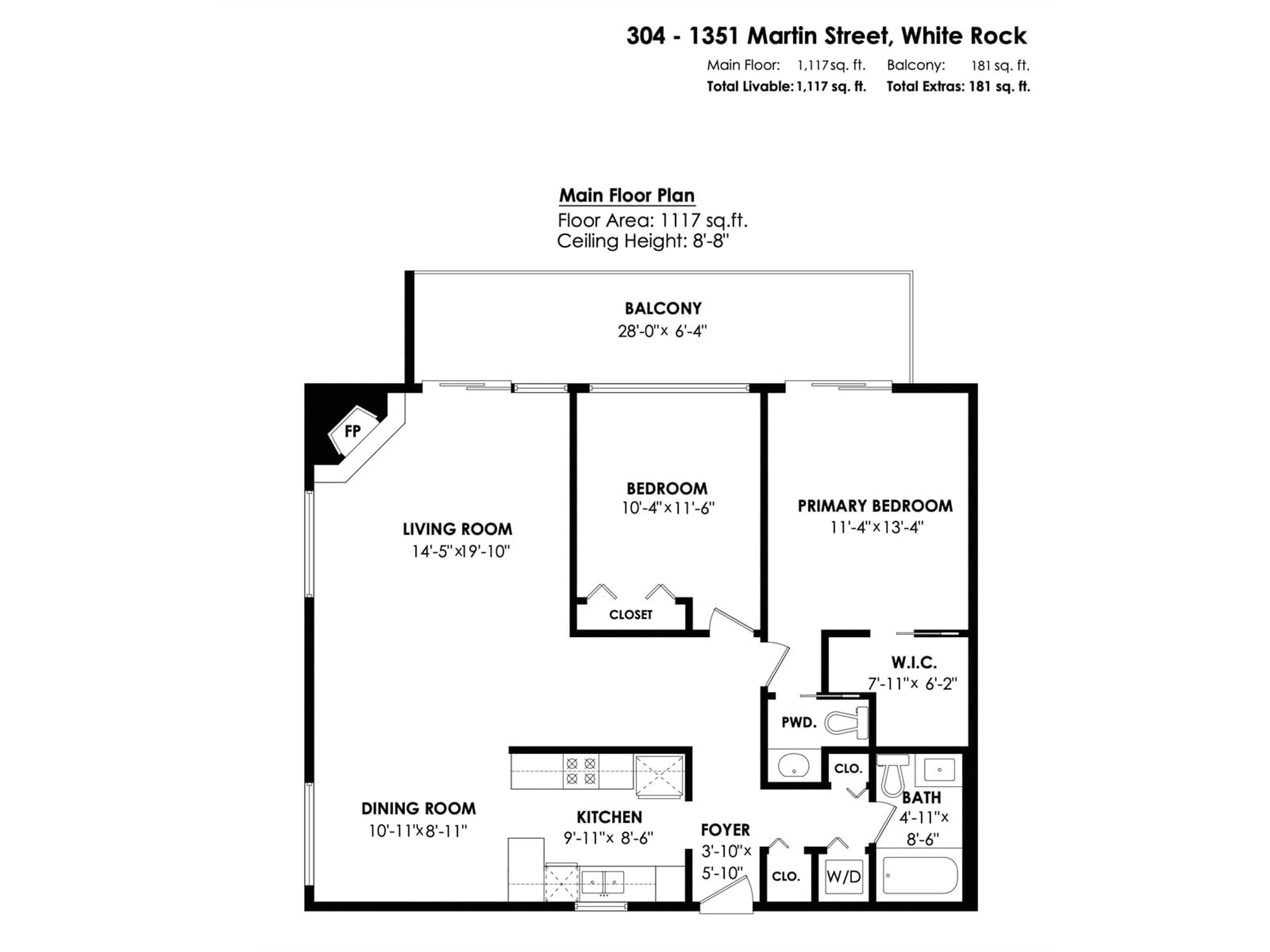 Floor plan for #304 - 1351 MARTIN, White Rock British Columbia V4B3W6