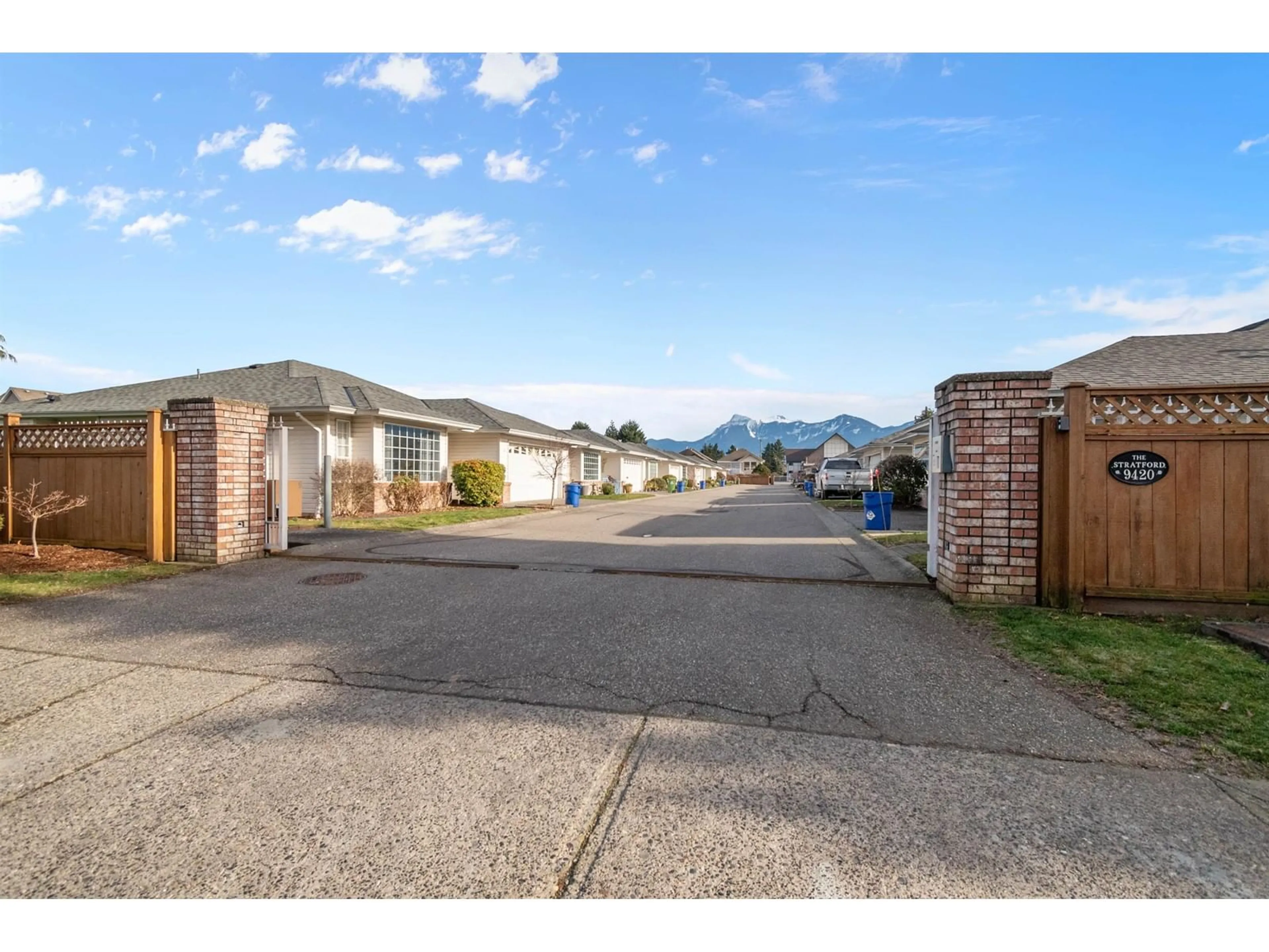 A pic from outside/outdoor area/front of a property/back of a property/a pic from drone, mountain view for 2 - 9420 WOODBINE STREET, Chilliwack British Columbia V2P5S4