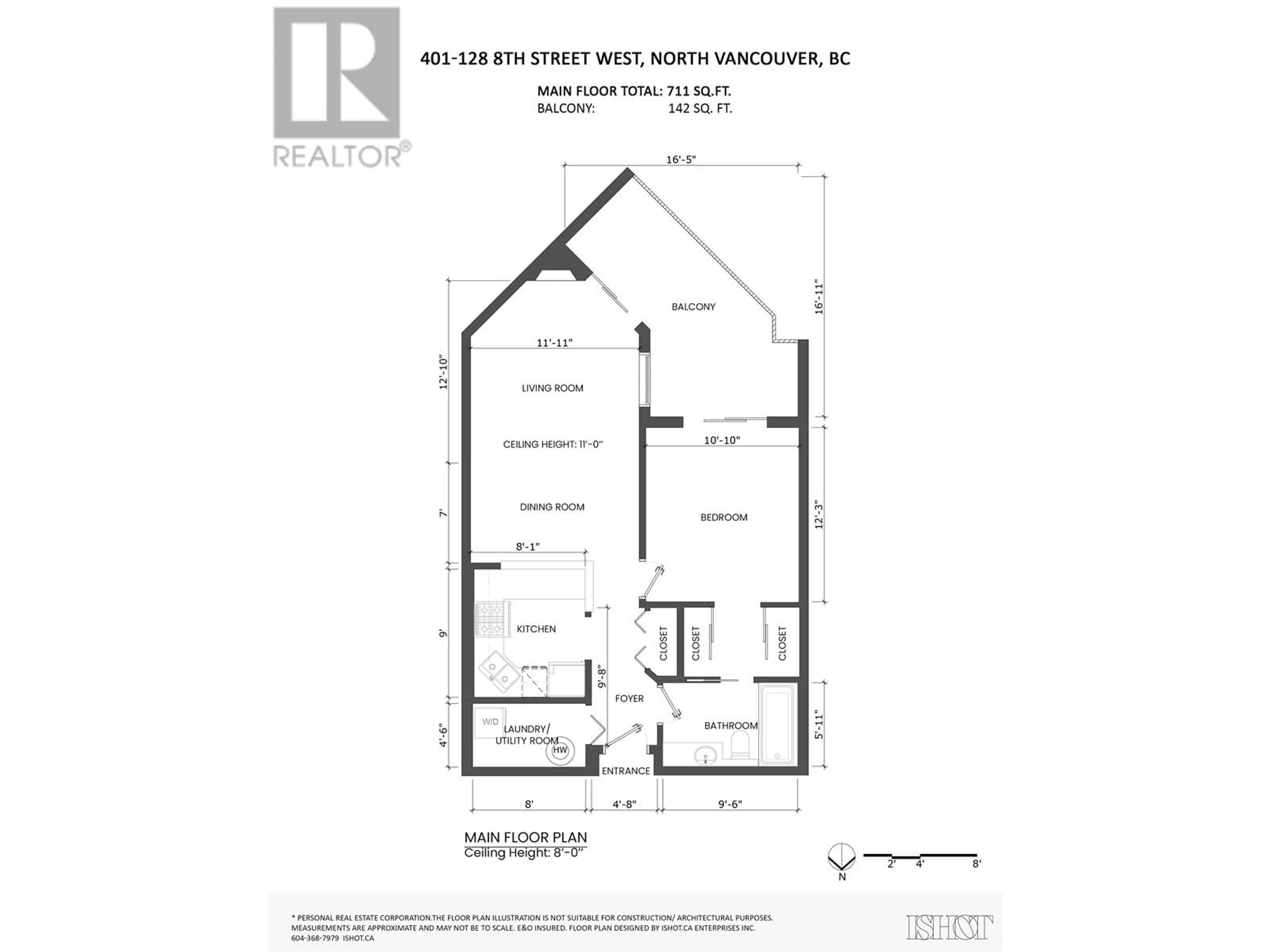 Floor plan for 401 - 128 8TH STREET, North Vancouver British Columbia V7M3M1