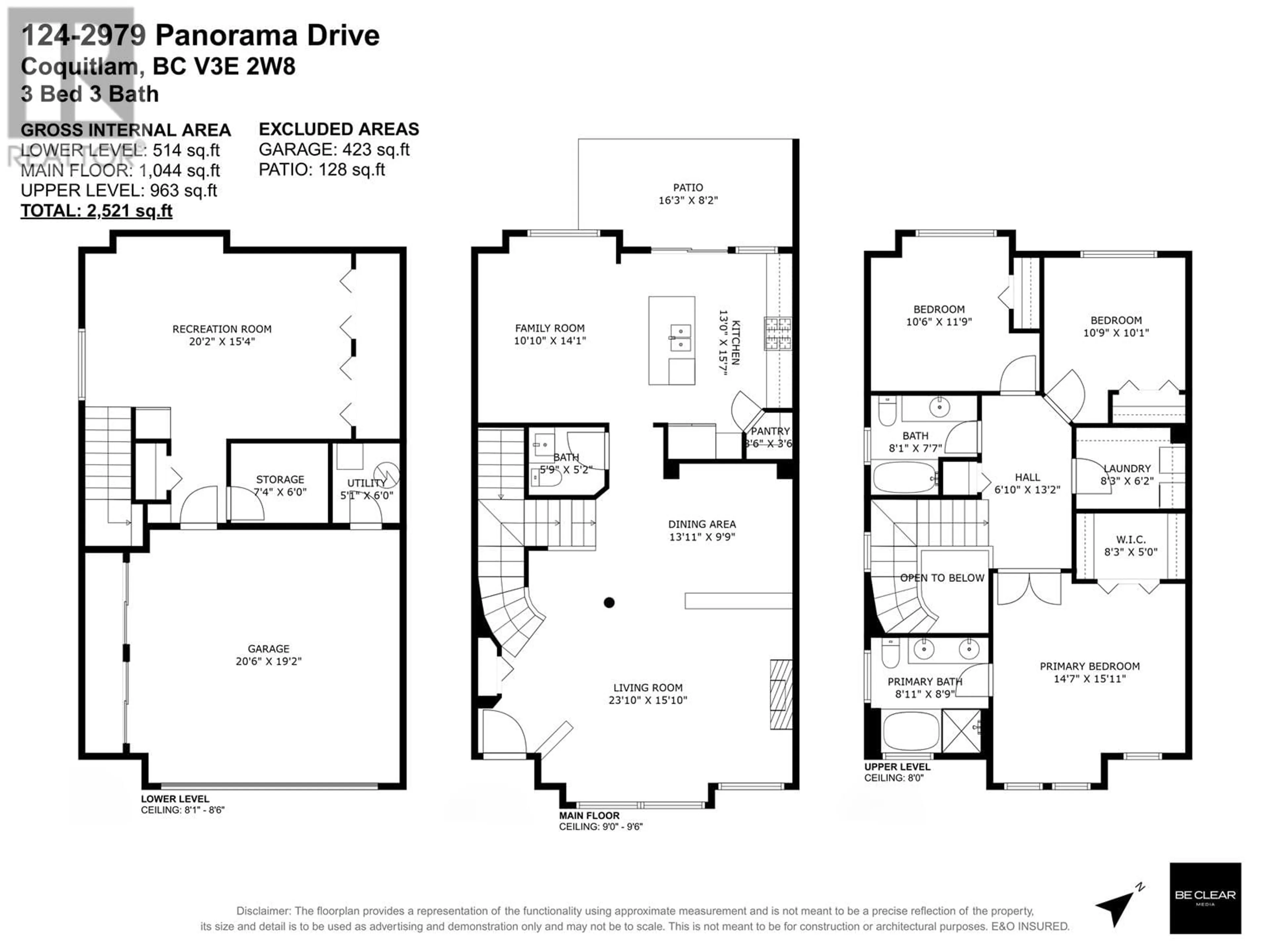 Floor plan for 124 - 2979 PANORAMA DRIVE, Coquitlam British Columbia V3E2W8