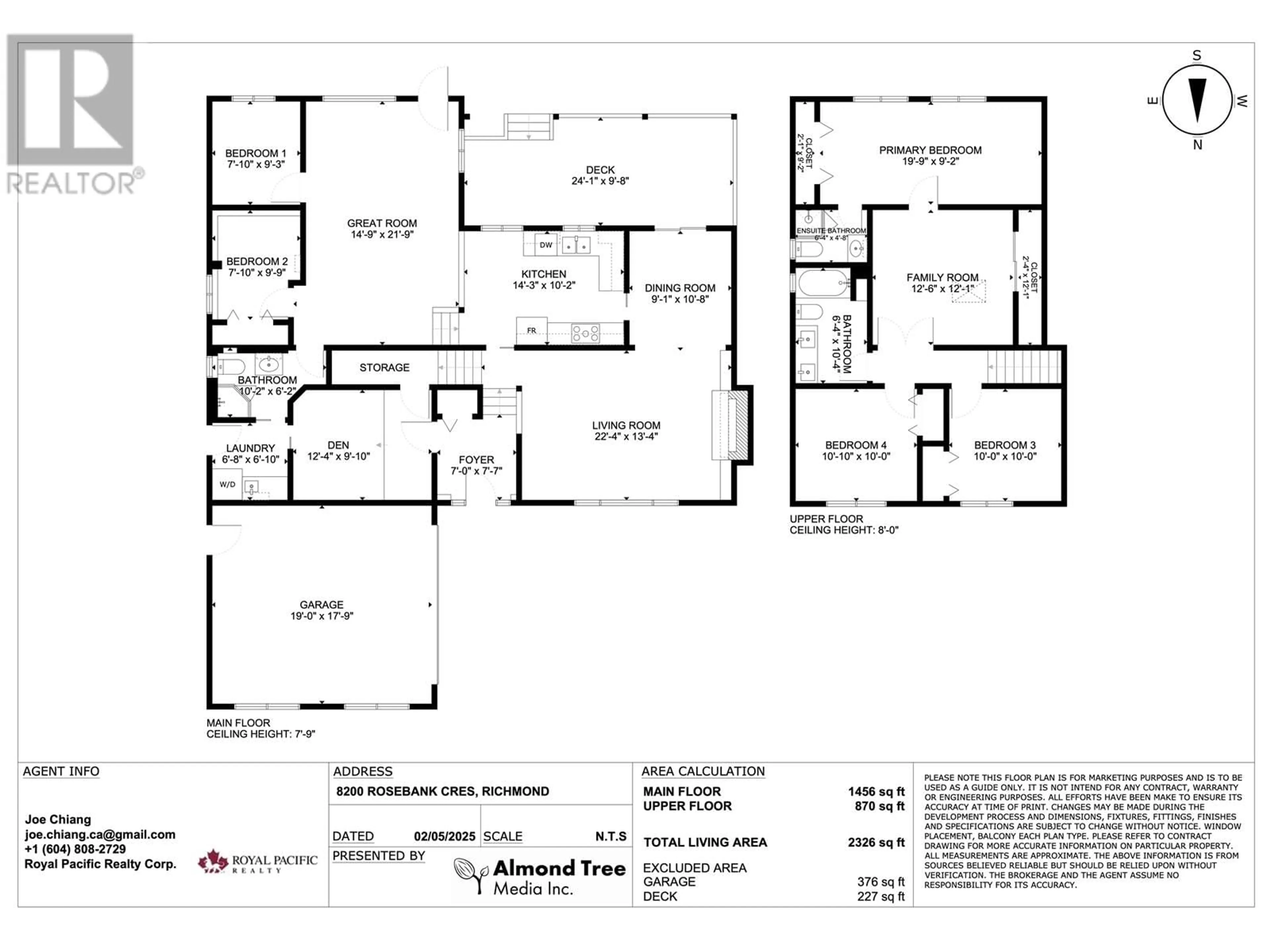 Floor plan for 8200 ROSEBANK CRESCENT, Richmond British Columbia V7A2K6