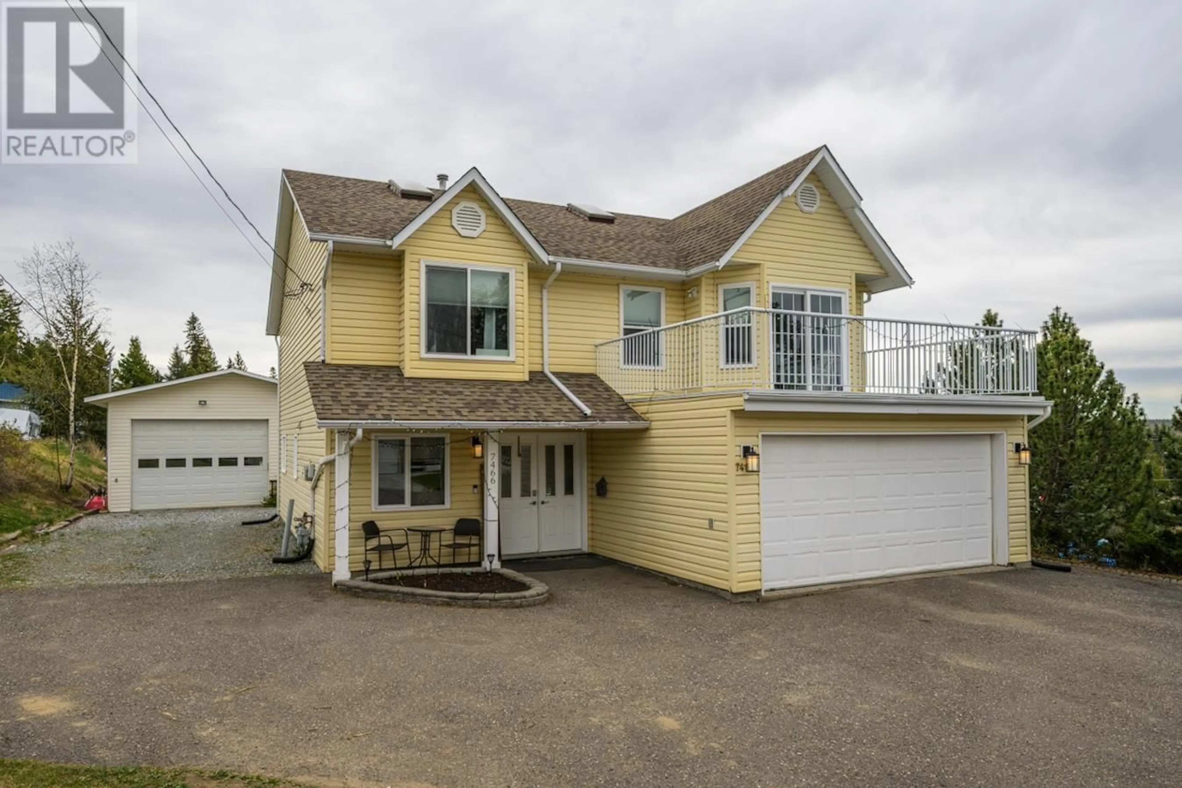 Home with vinyl exterior material, street for 7466 MOOSE ROAD, Prince George British Columbia V2N5N8