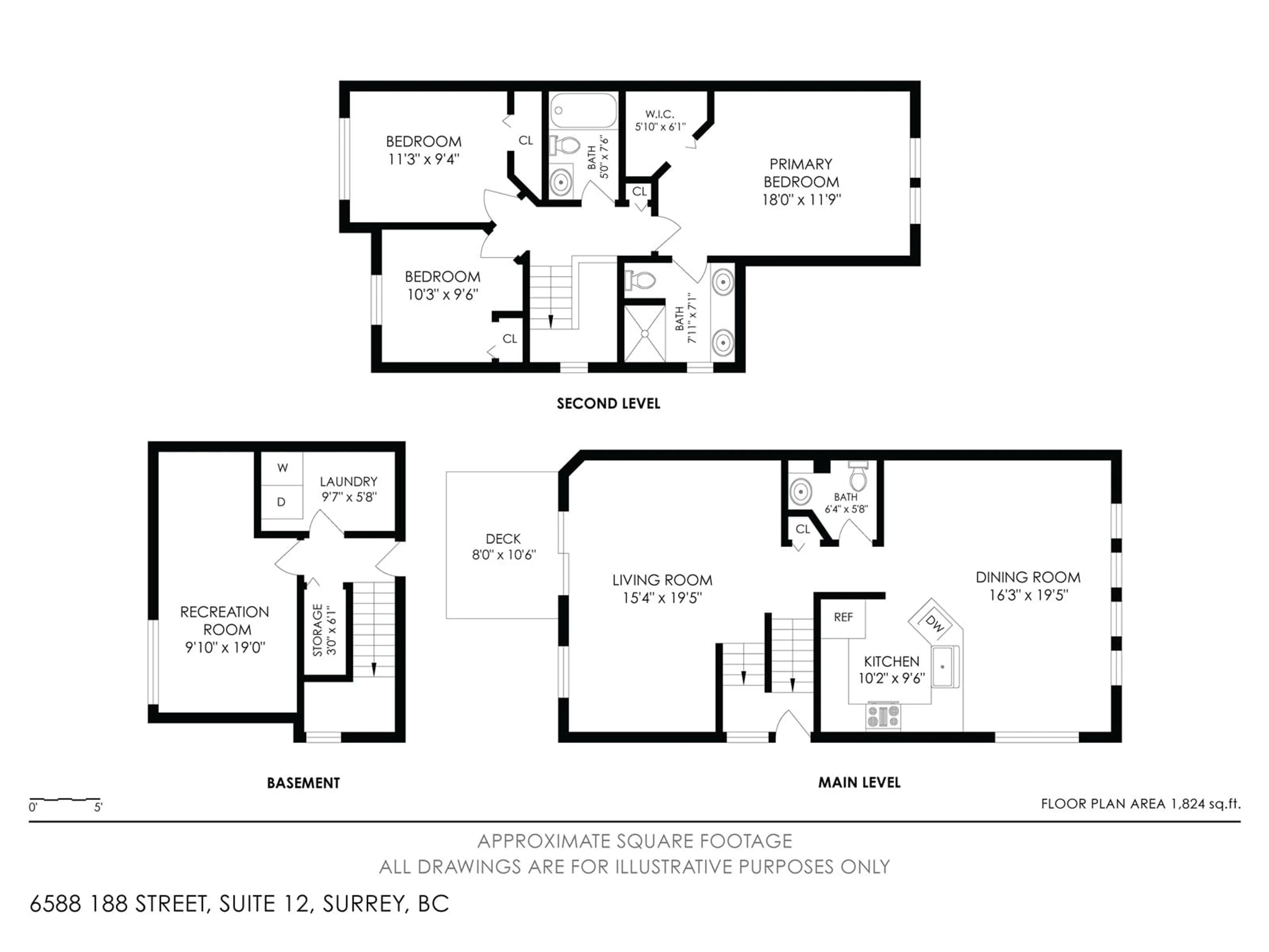 Floor plan for 12 - 6588 188, Surrey British Columbia V3S1Z6