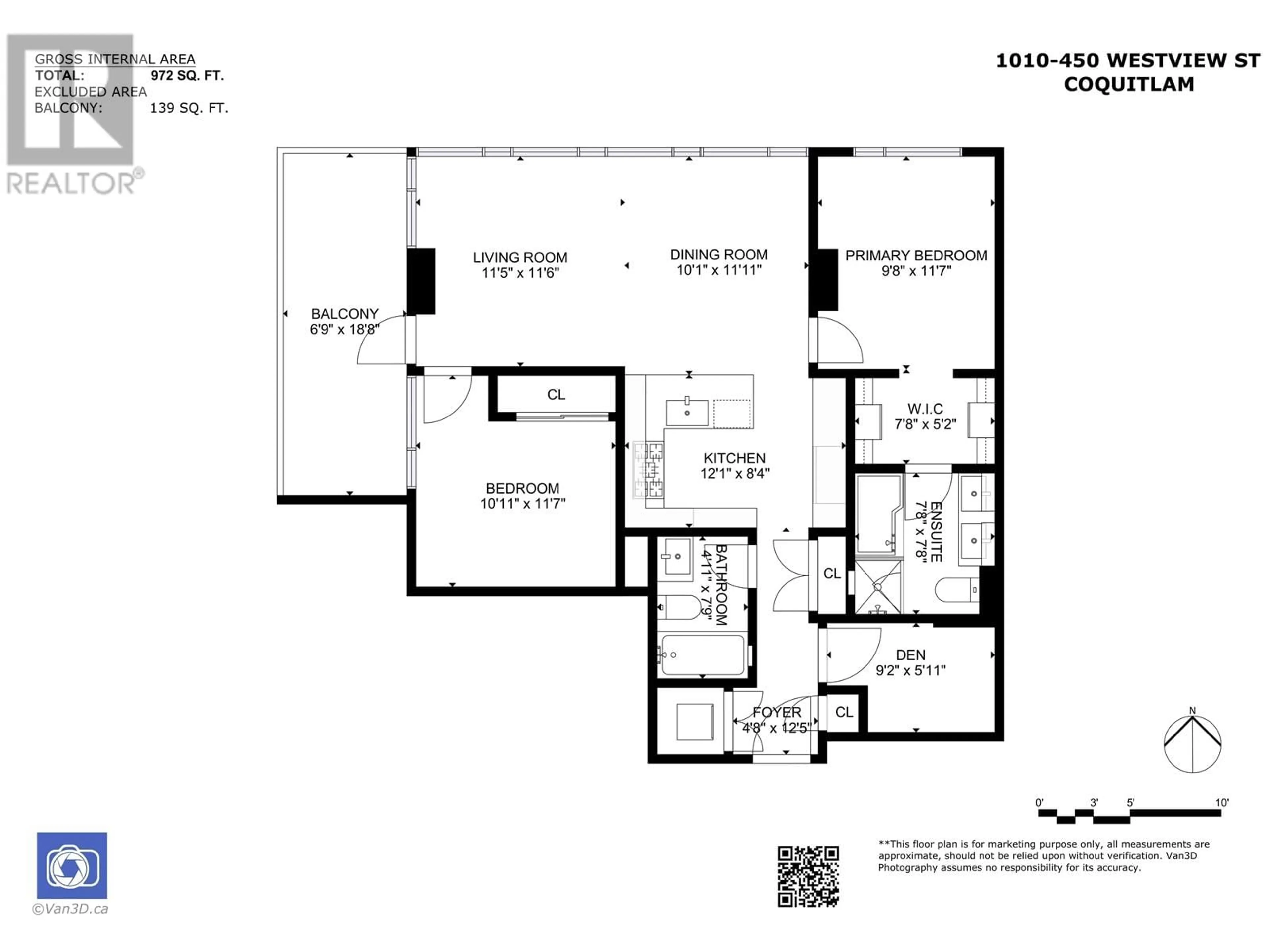 Floor plan for 1010 - 450 WESTVIEW STREET, Coquitlam British Columbia V3K6C3