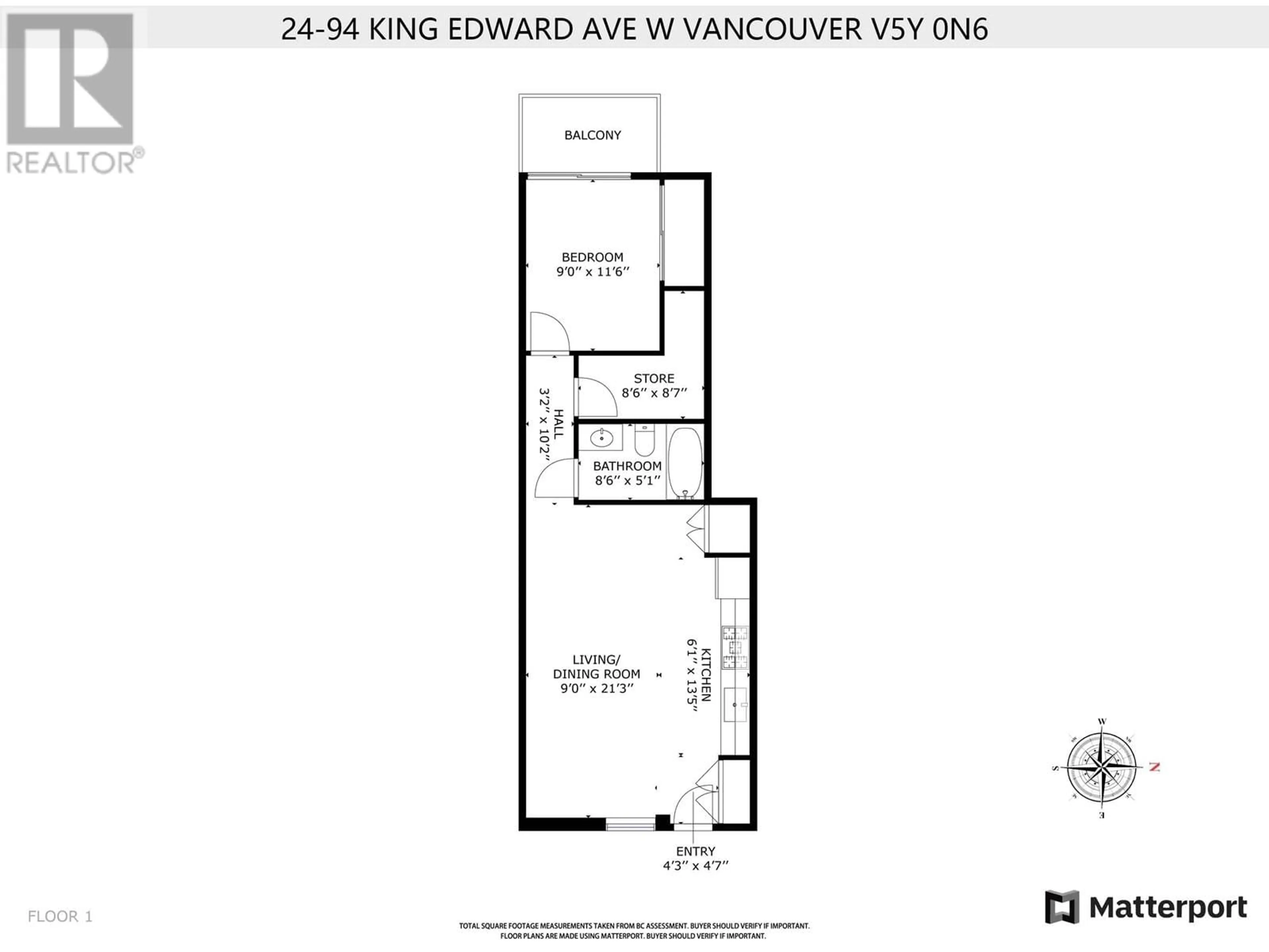 Floor plan for 24 - 94 KING EDWARD AVENUE, Vancouver British Columbia V5Y0N6
