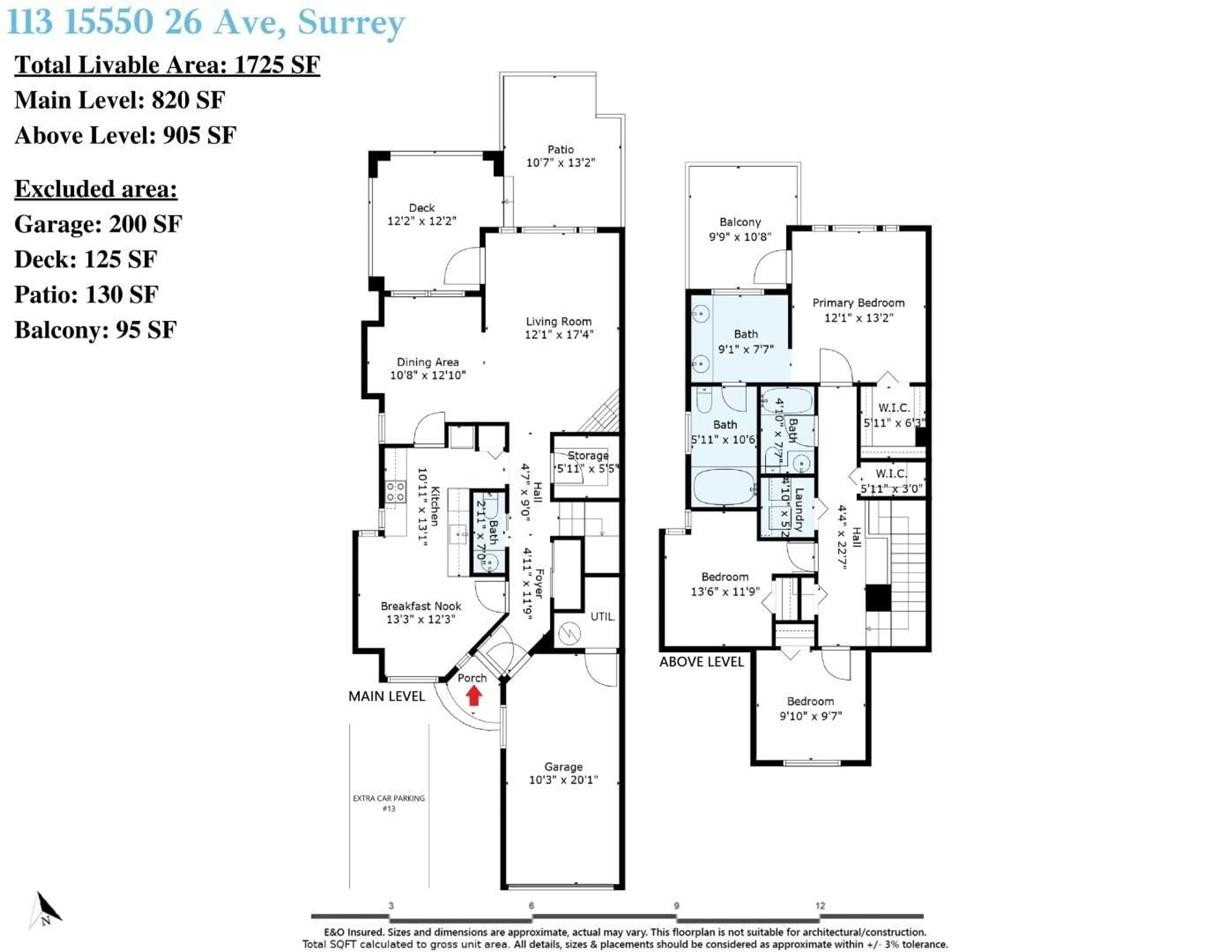 Floor plan for 113 - 15550 26, Surrey British Columbia V4P1C6