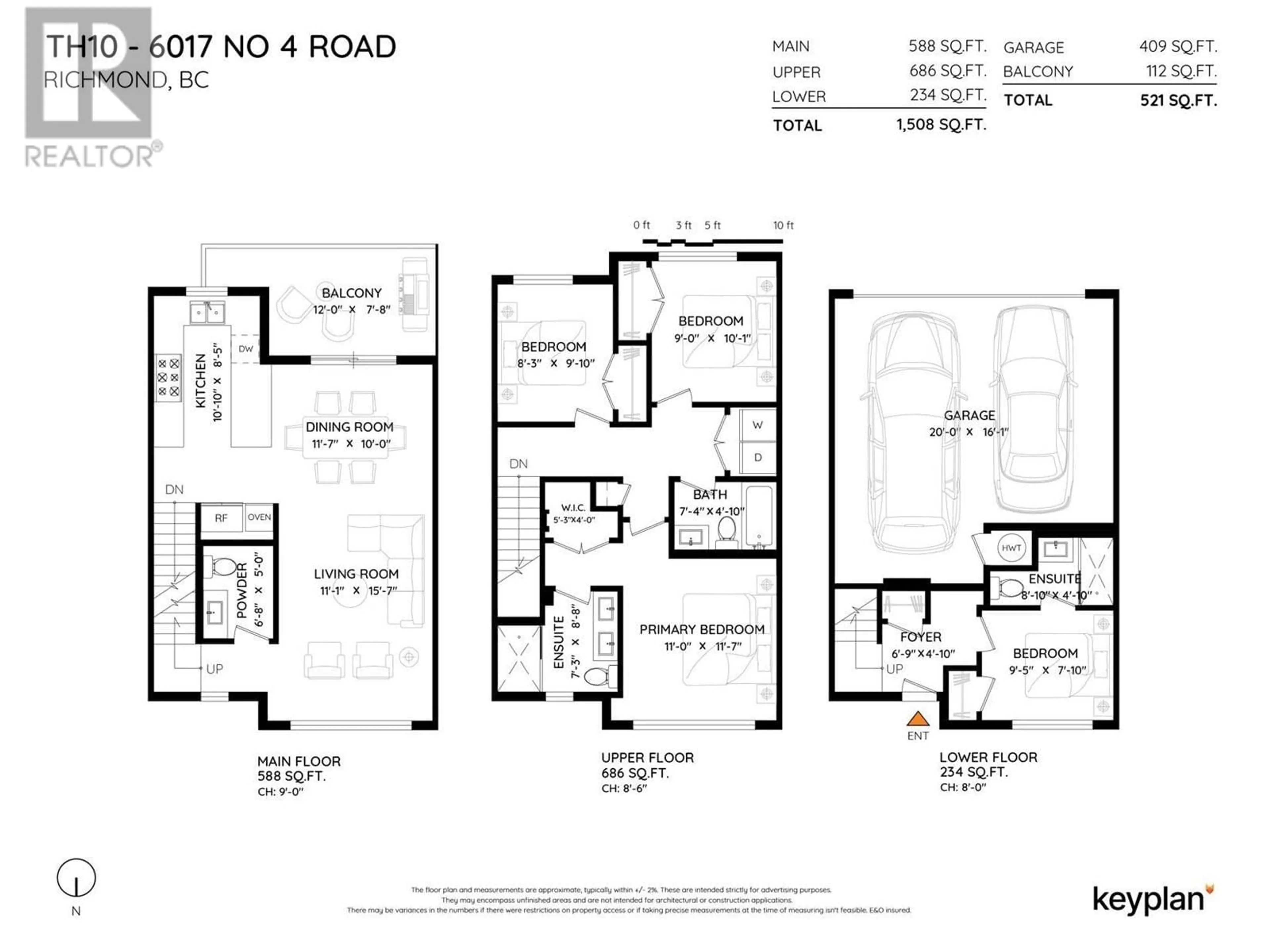 Floor plan for 10 - 6017 NO 4 ROAD, Richmond British Columbia V6Y0M1