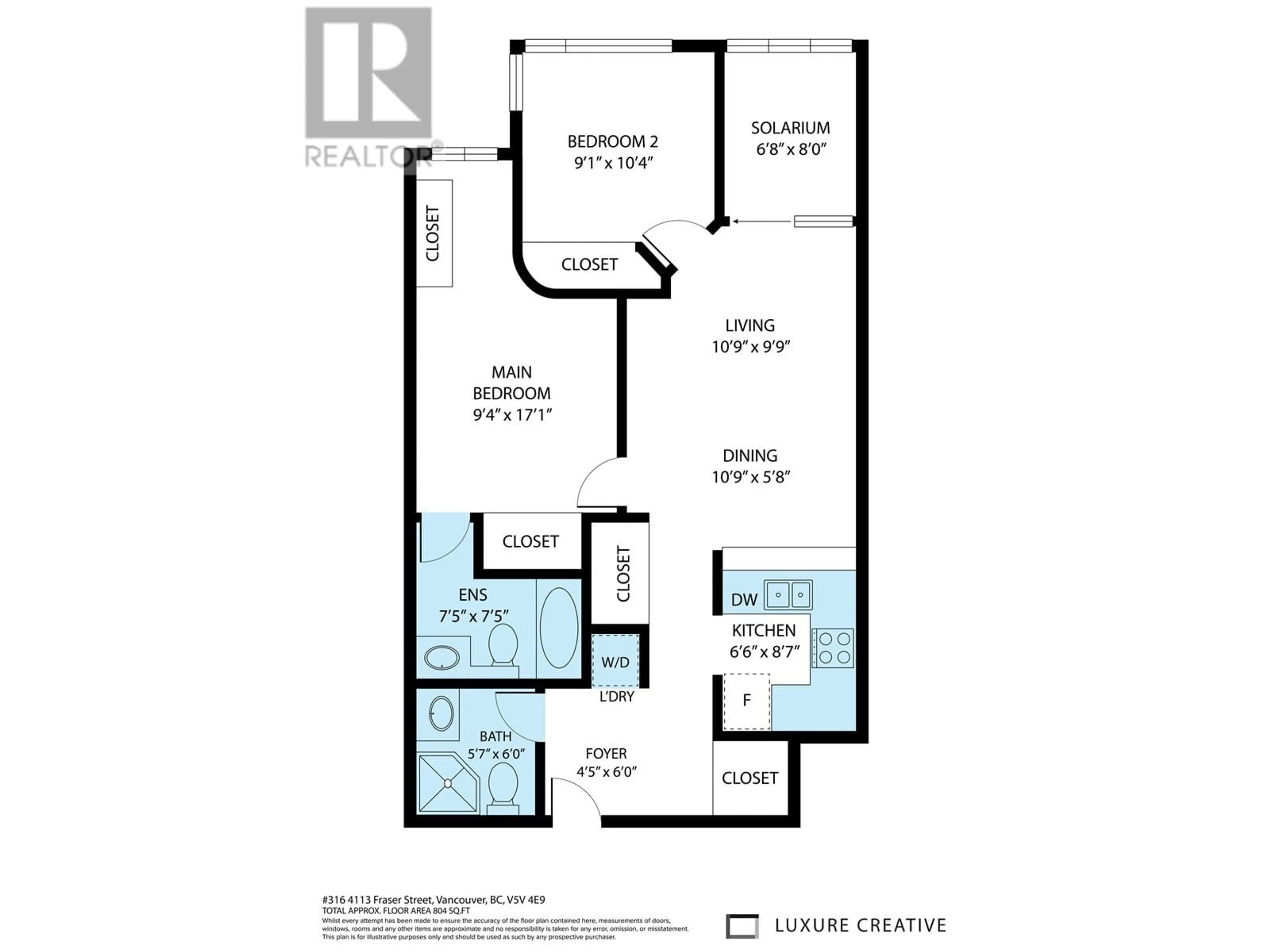Floor plan for 316 - 4113 FRASER STREET, Vancouver British Columbia V5V4E9