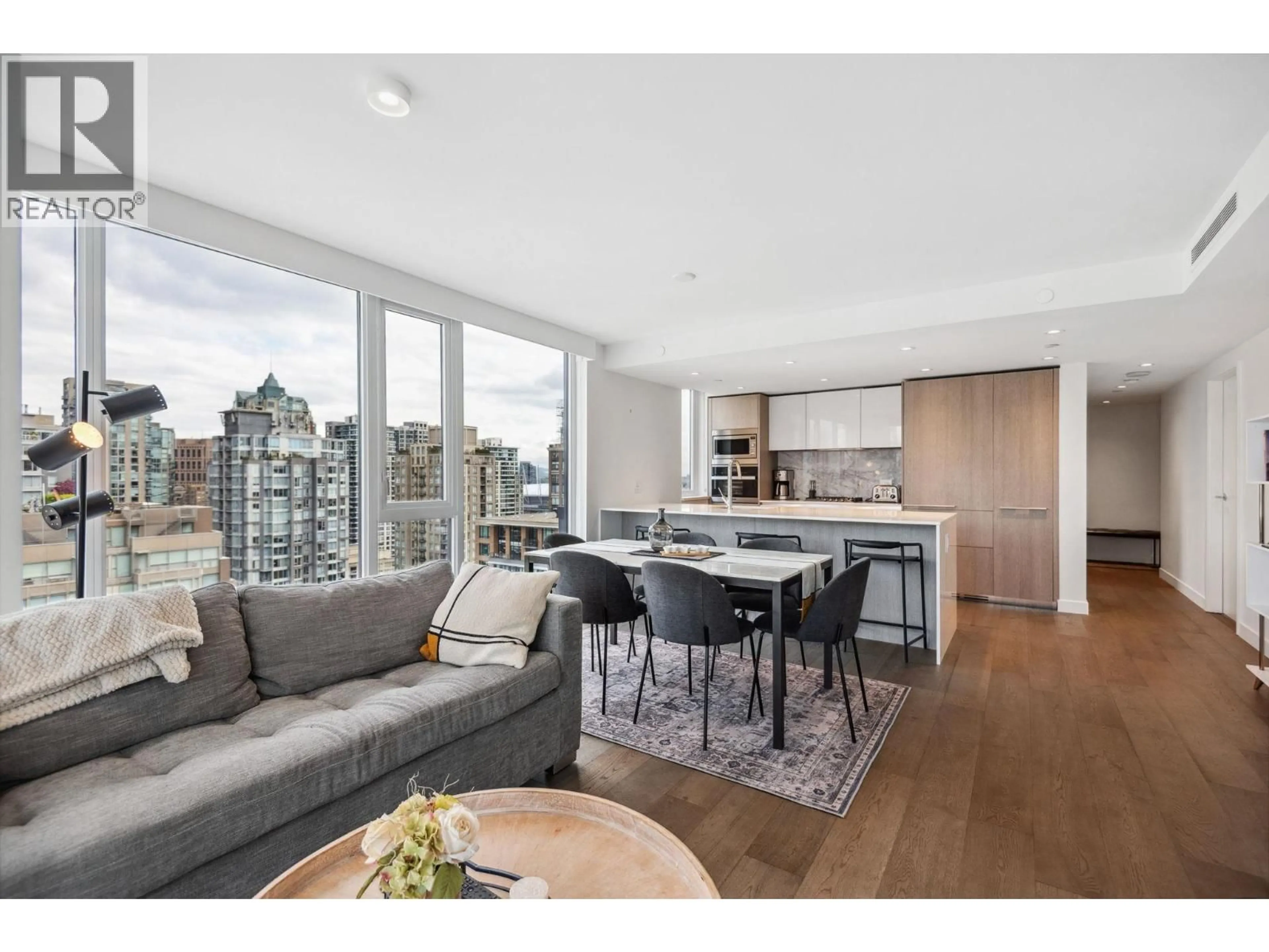 Open concept kitchen, wood/laminate floor for 2002 - 1111 RICHARDS STREET, Vancouver British Columbia V6B0S3