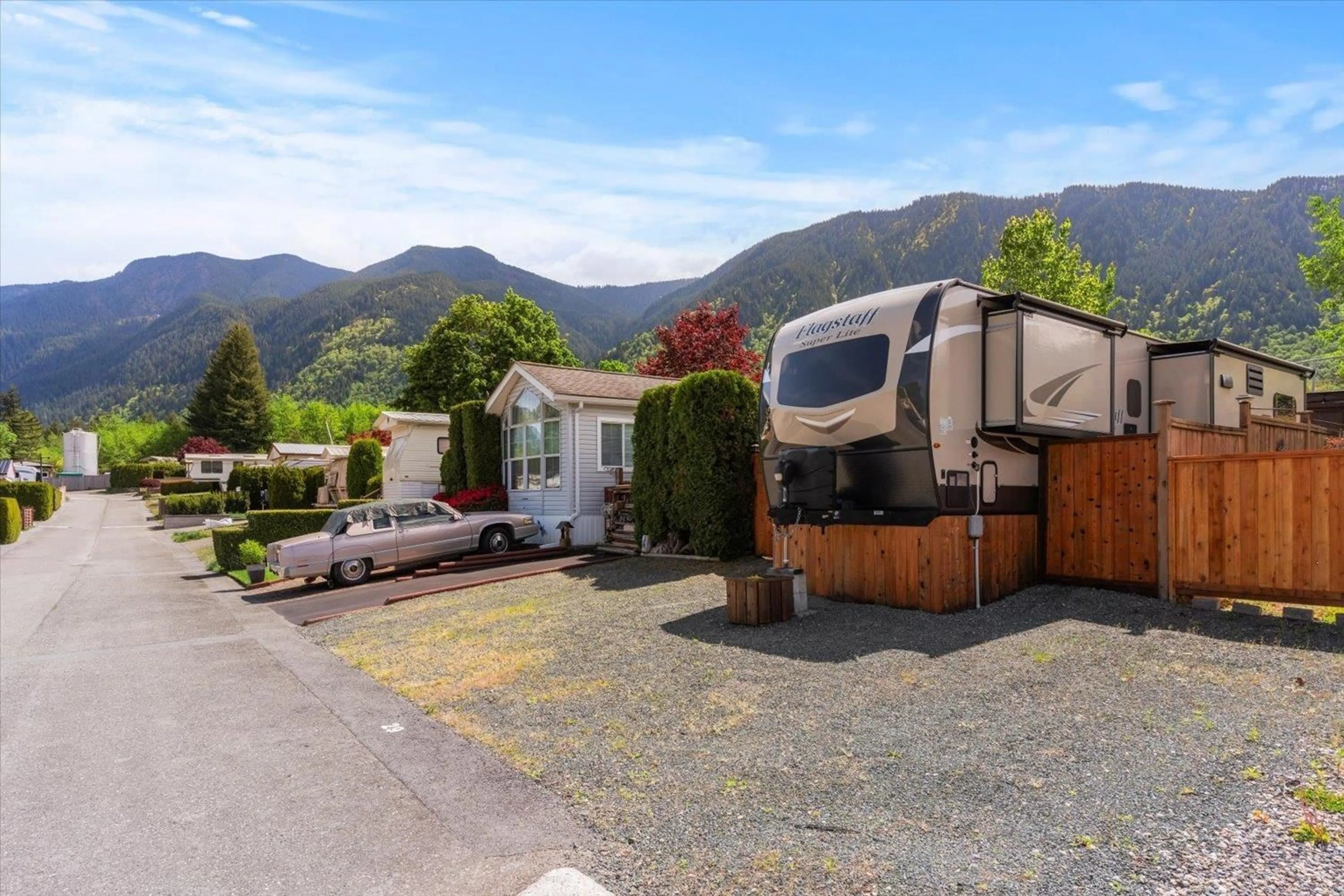 A pic from outside/outdoor area/front of a property/back of a property/a pic from drone, mountain view for 29 - 1436 FROST ROAD, Lindell Beach British Columbia V2R4X8