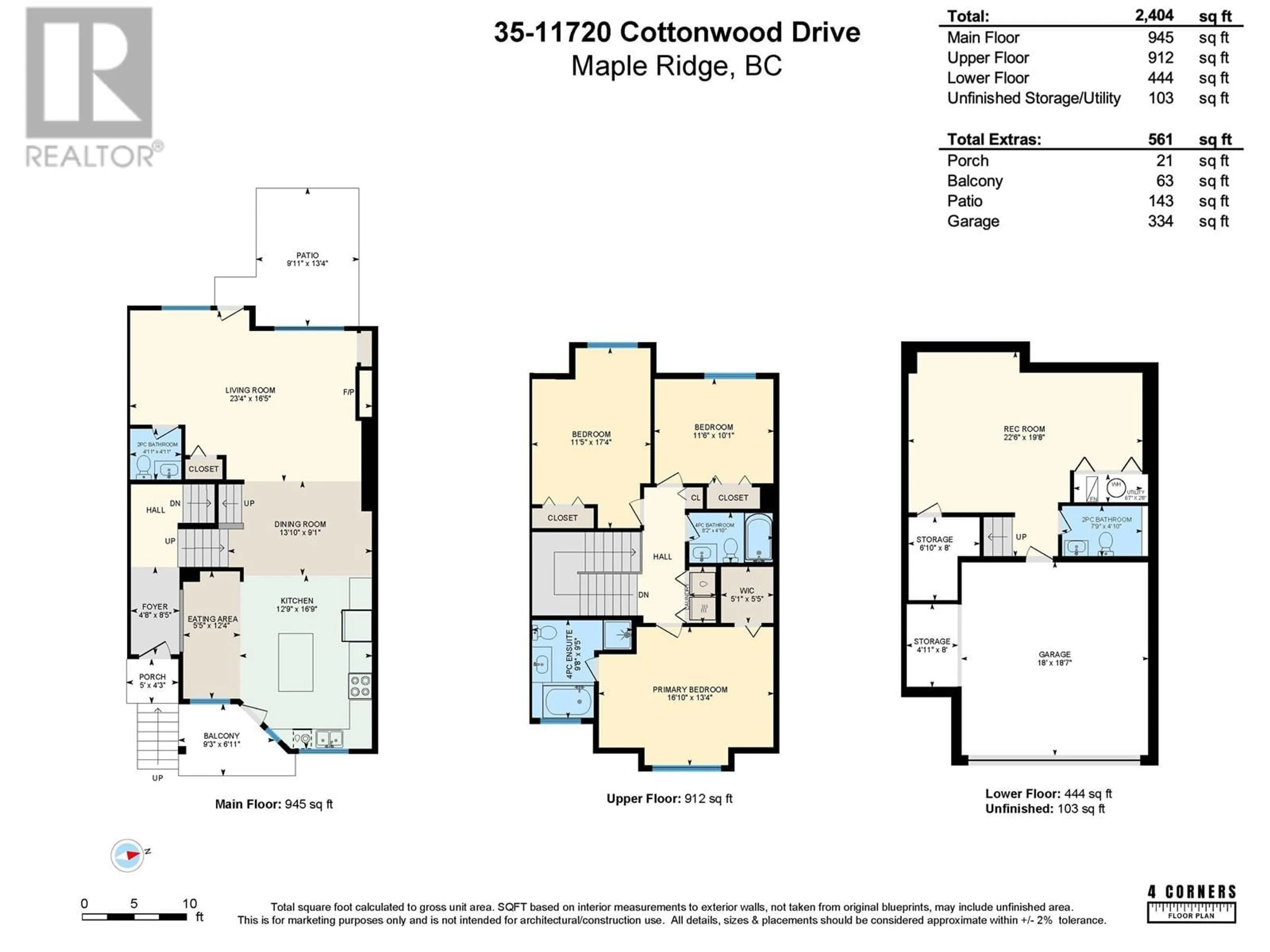 Floor plan for 35 - 11720 COTTONWOOD DRIVE, Maple Ridge British Columbia V2X0G7