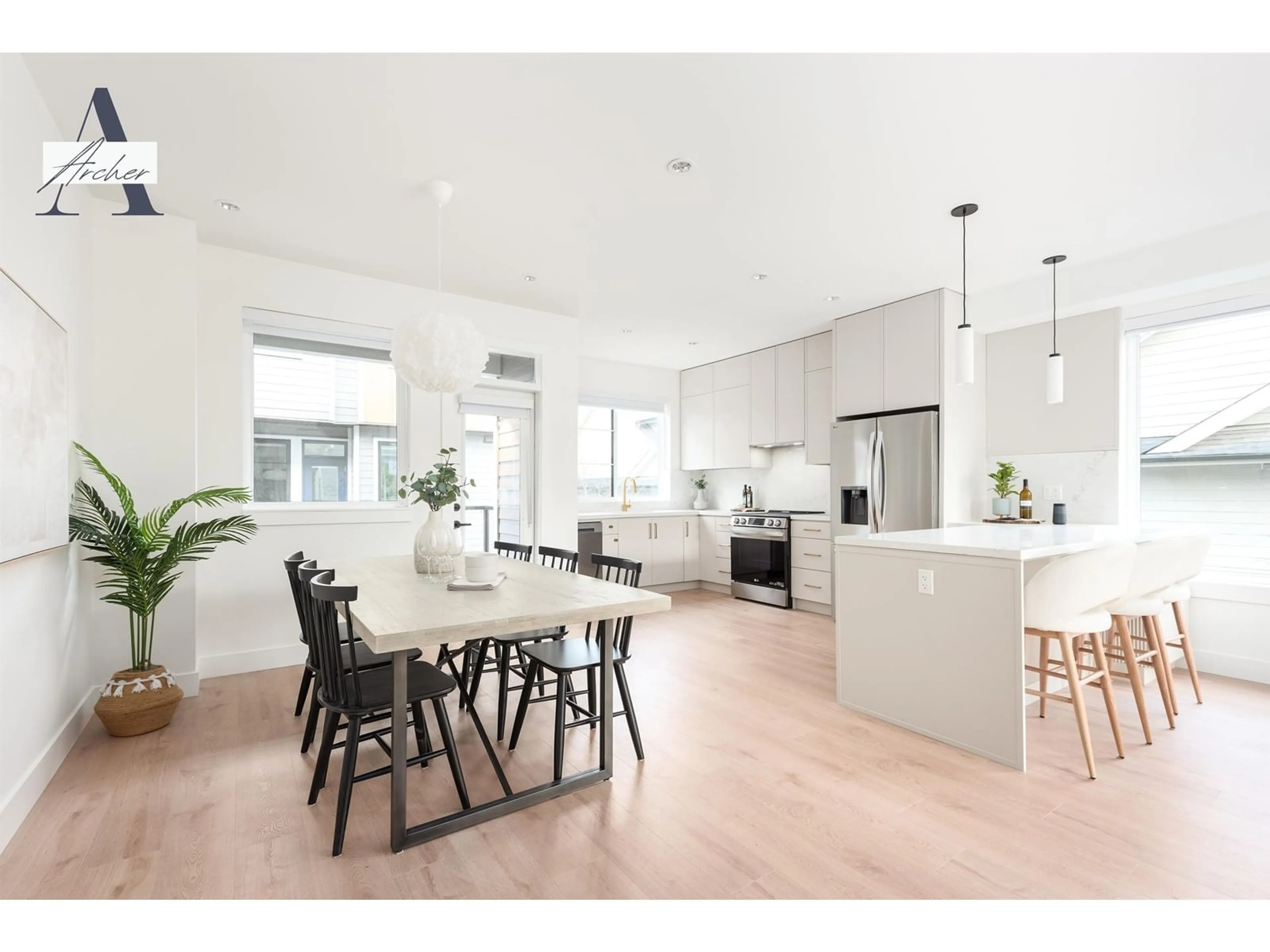 Open concept kitchen, wood/laminate floor for 54 - 14285 64, Surrey British Columbia V3W1Z2
