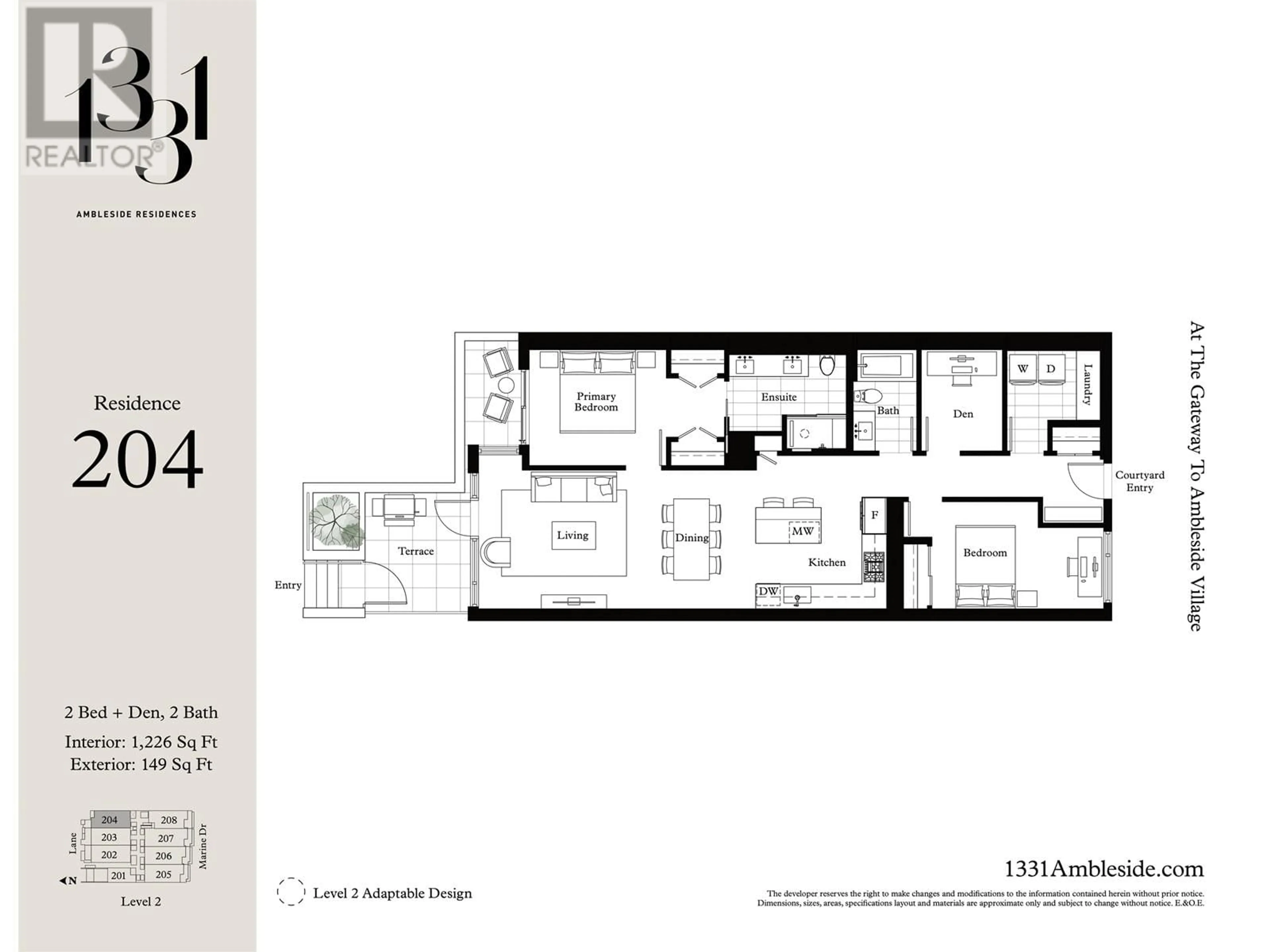 Floor plan for 204 - 1331 MARINE DRIVE, West Vancouver British Columbia V7T1B6