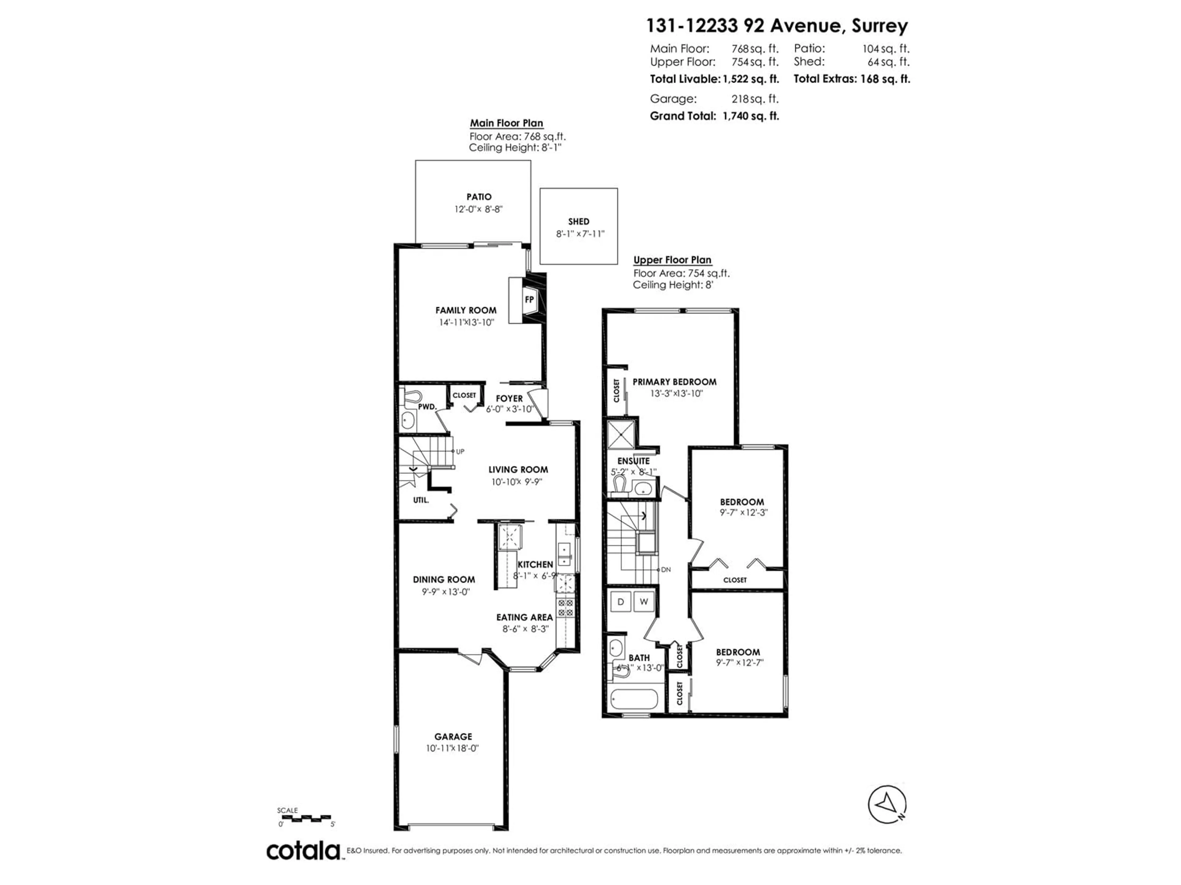 Floor plan for 131 - 12233 92, Surrey British Columbia V3V7S3