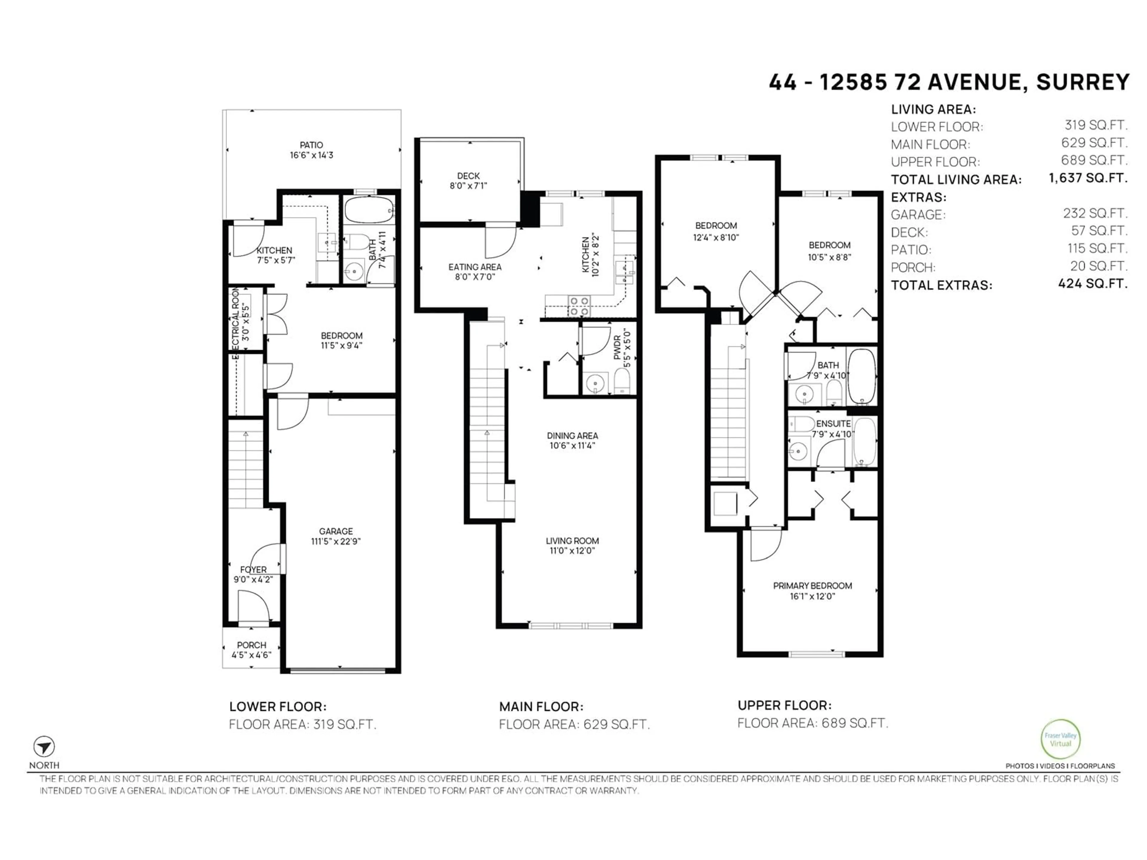 Floor plan for 44 - 12585 72, Surrey British Columbia V3W1R9