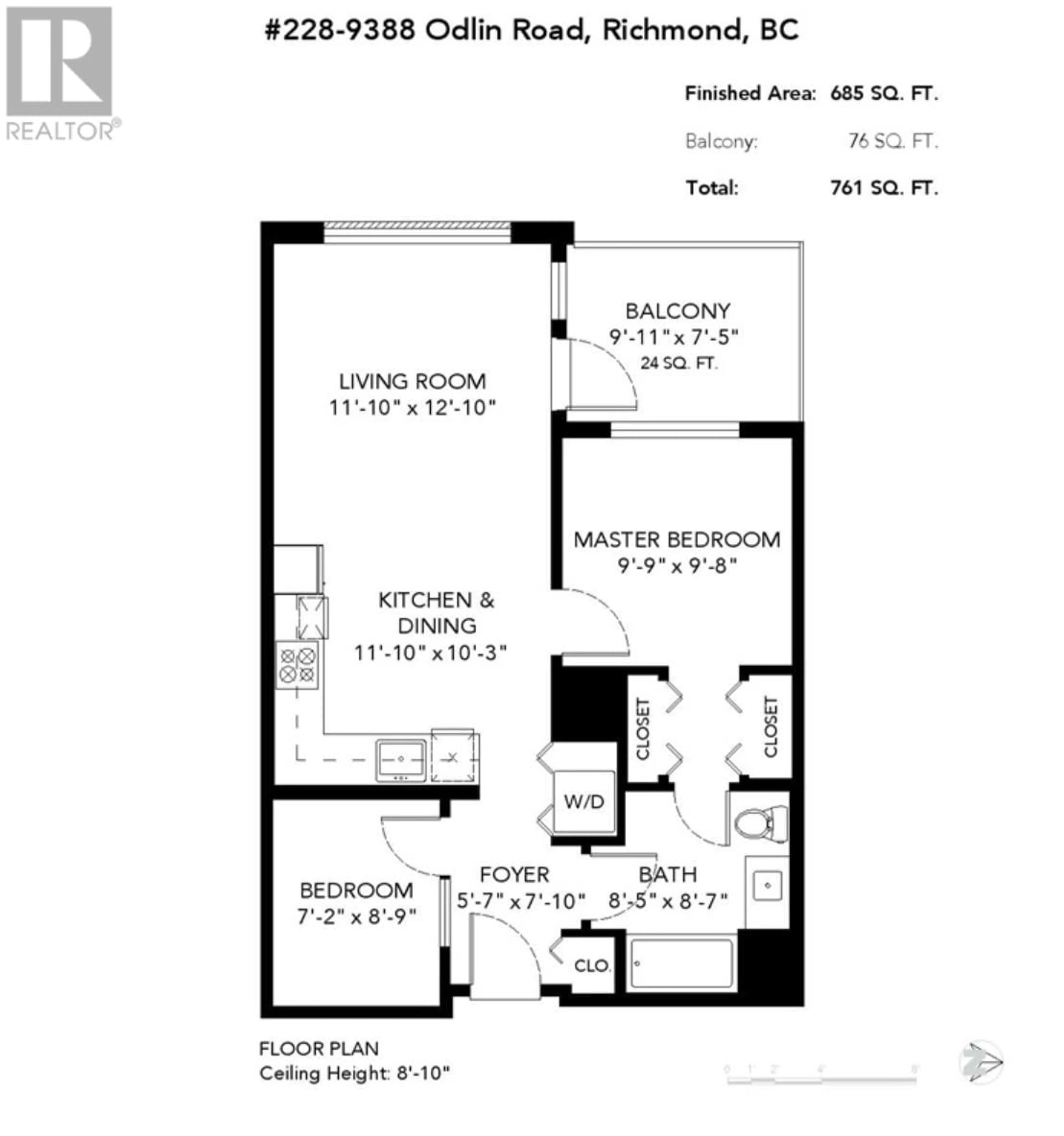 Floor plan for 228 - 9388 ODLIN ROAD, Richmond British Columbia V6X0L5