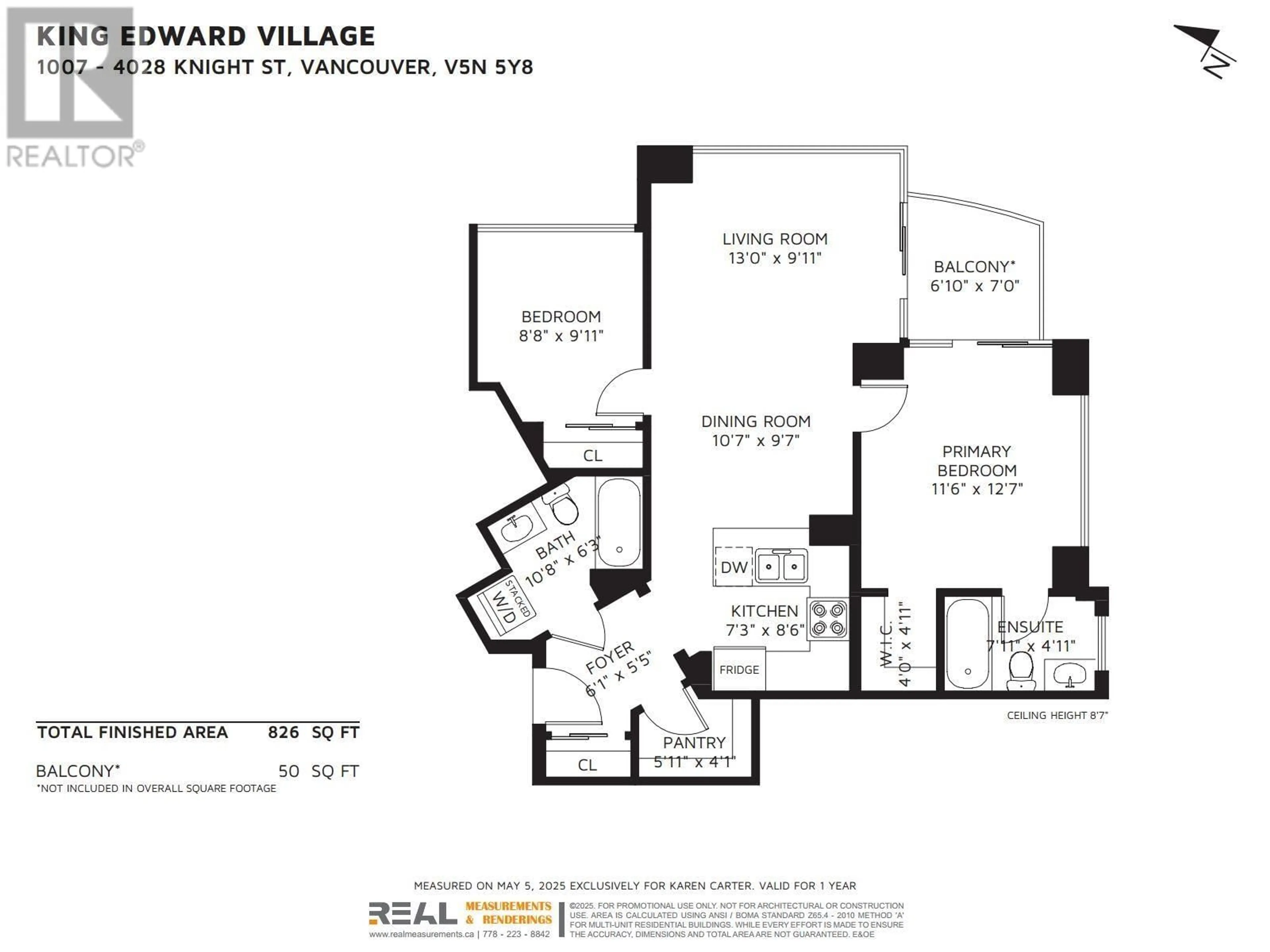 Floor plan for 1007 - 4028 KNIGHT STREET, Vancouver British Columbia V5N5Y8