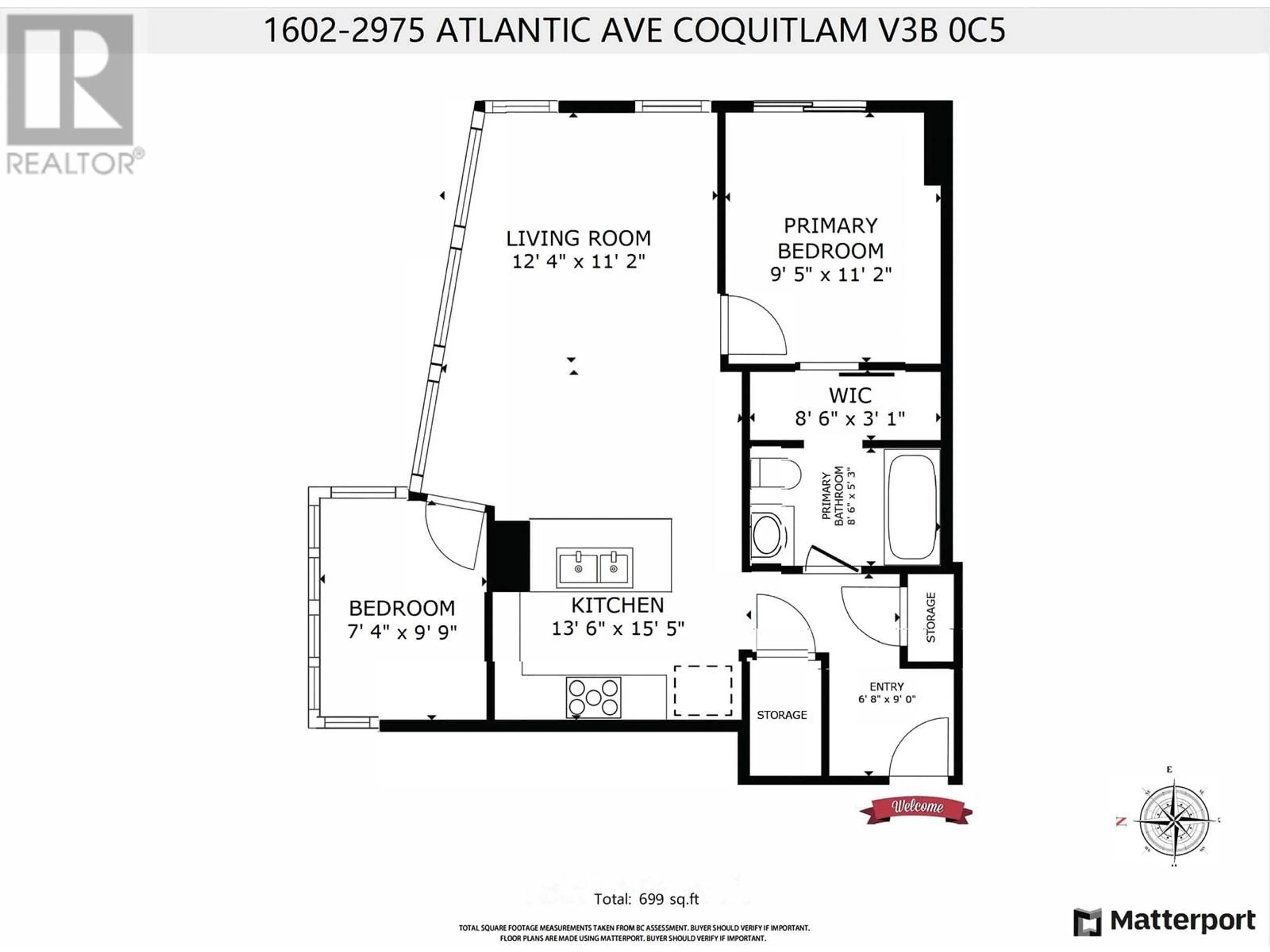Floor plan for 1602 - 2975 ATLANTIC AVENUE, Coquitlam British Columbia V3B0C5