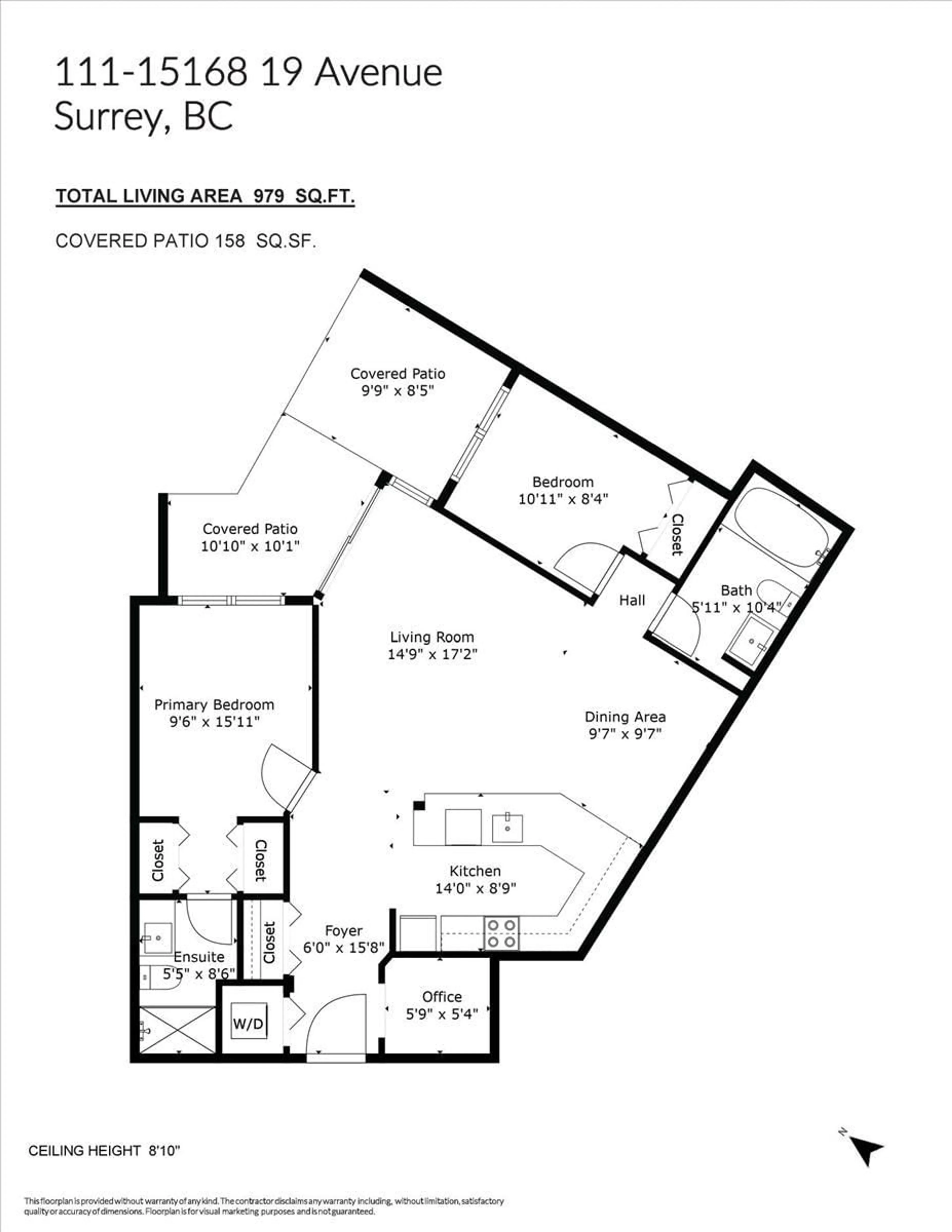 Floor plan for 111 - 15168 19, Surrey British Columbia V4A0A5