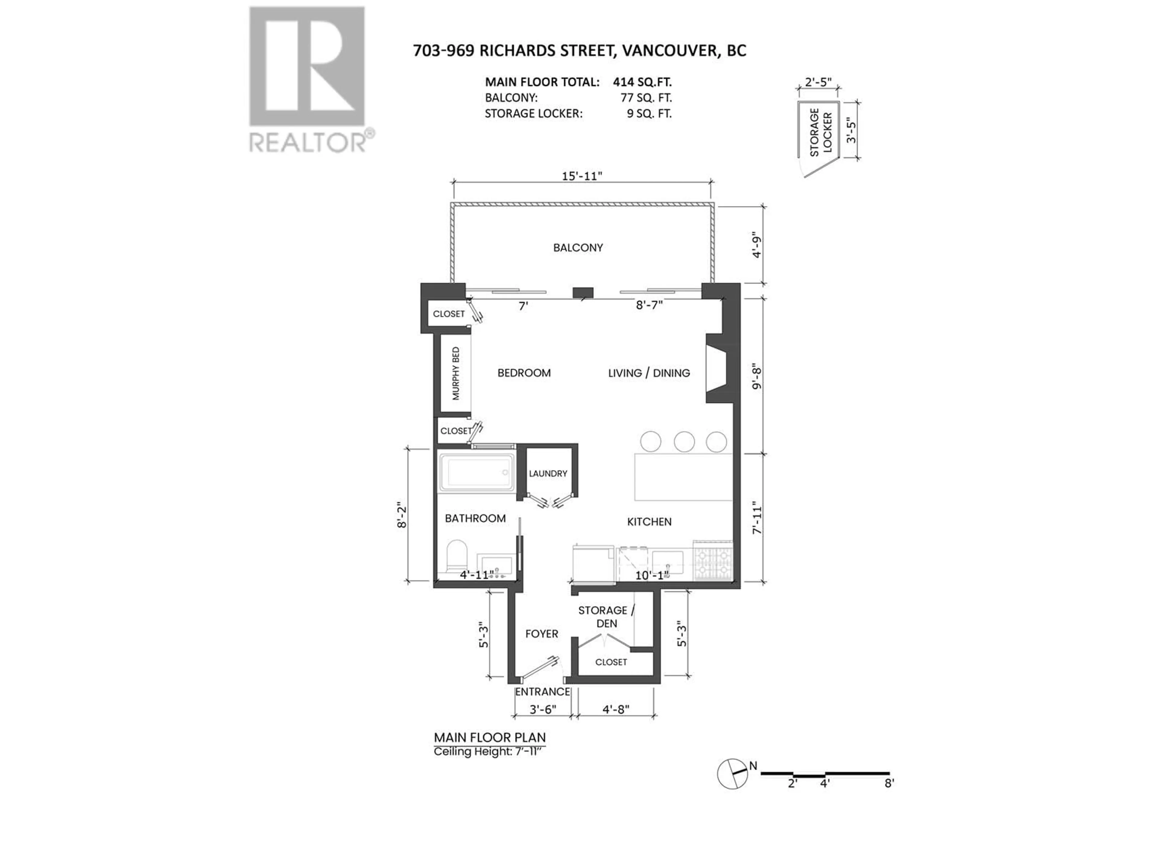 Floor plan for 703 - 969 RICHARDS STREET, Vancouver British Columbia V6B1A8