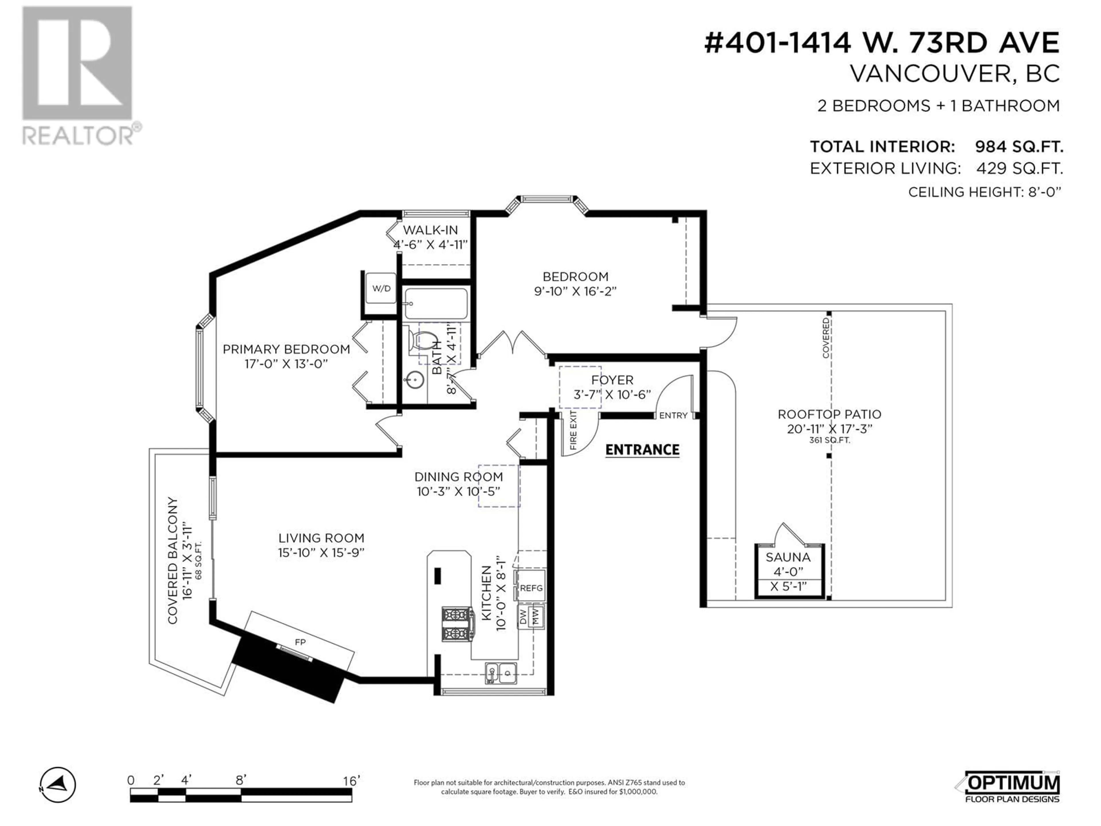 Floor plan for 401 - 1414 73RD AVENUE, Vancouver British Columbia V6P3E8