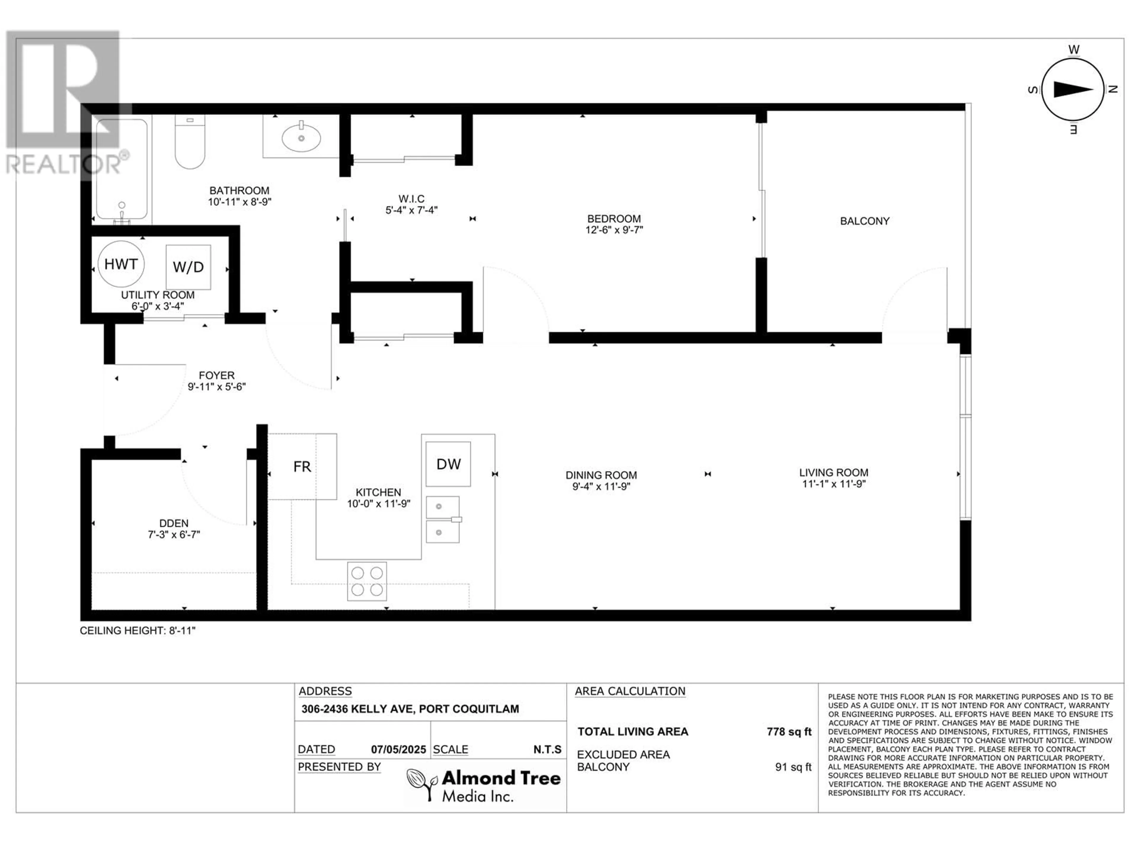 Floor plan for 306 - 2436 KELLY AVENUE, Port Coquitlam British Columbia V3C1Y4