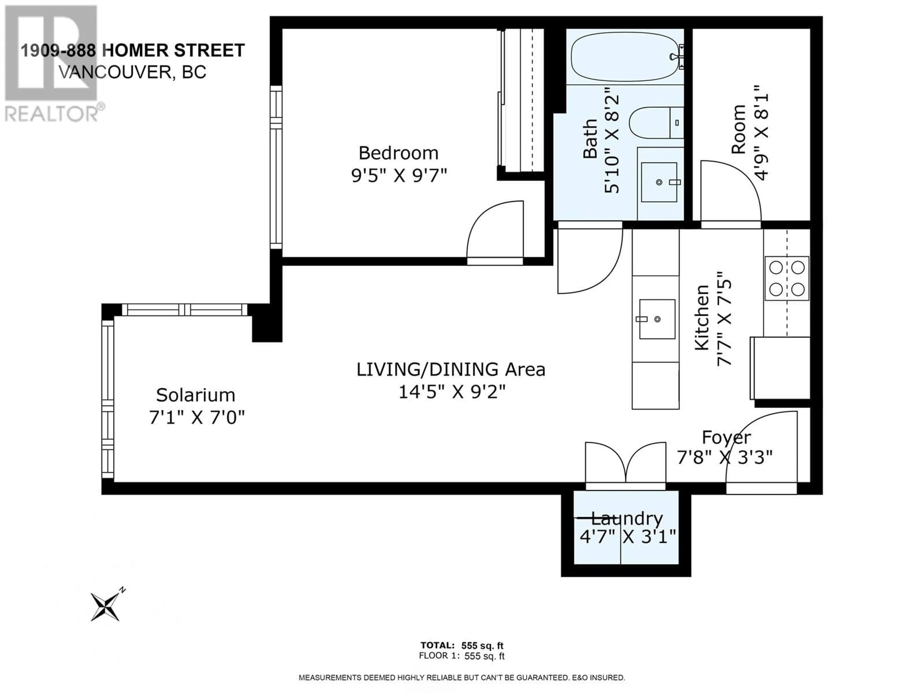 Floor plan for 1909 - 888 HOMER STREET, Vancouver British Columbia V6B0H7