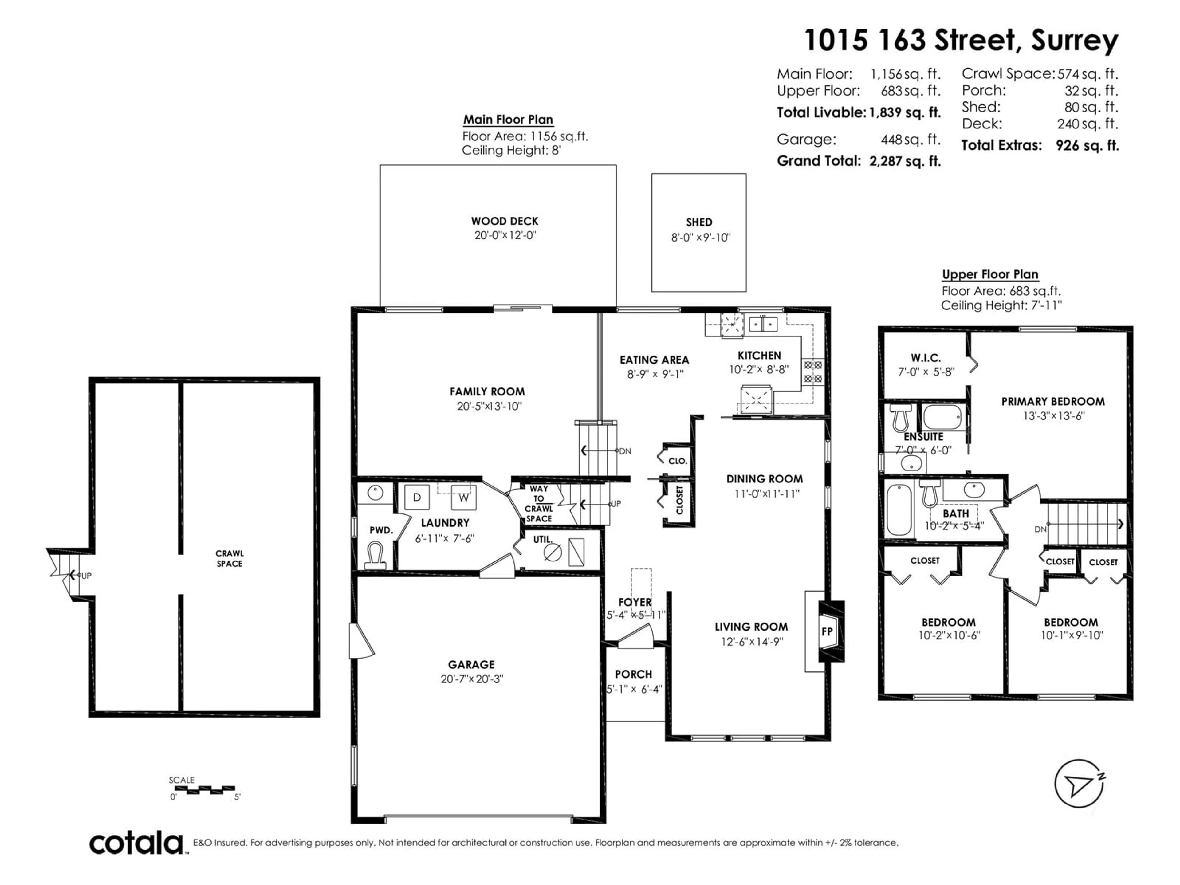 Floor plan for 1015 163, Surrey British Columbia V4A8C9