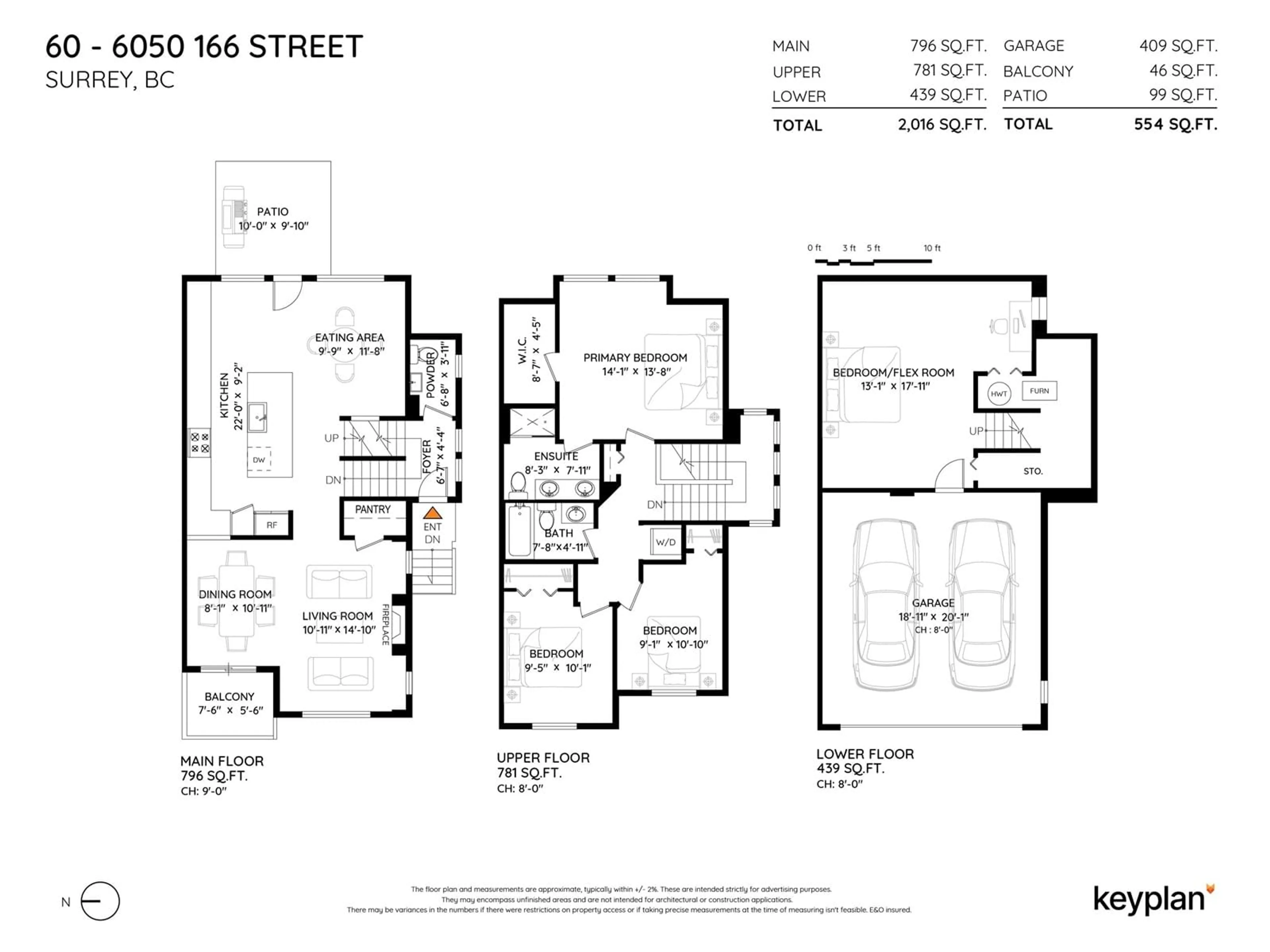 Floor plan for 60 - 6050 166, Surrey British Columbia V3S0X2