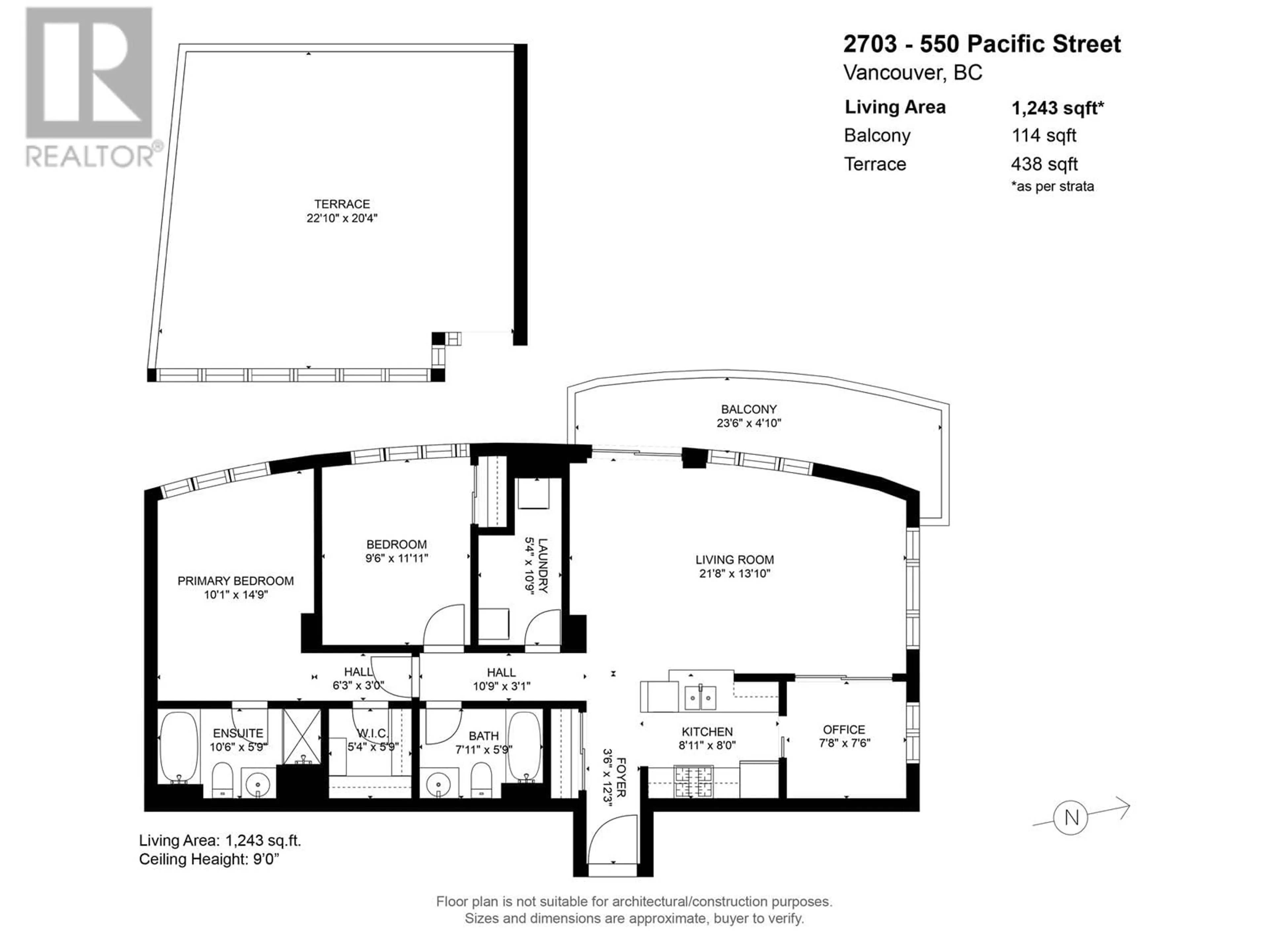 Floor plan for 2703 - 550 PACIFIC STREET, Vancouver British Columbia V6Z3G2