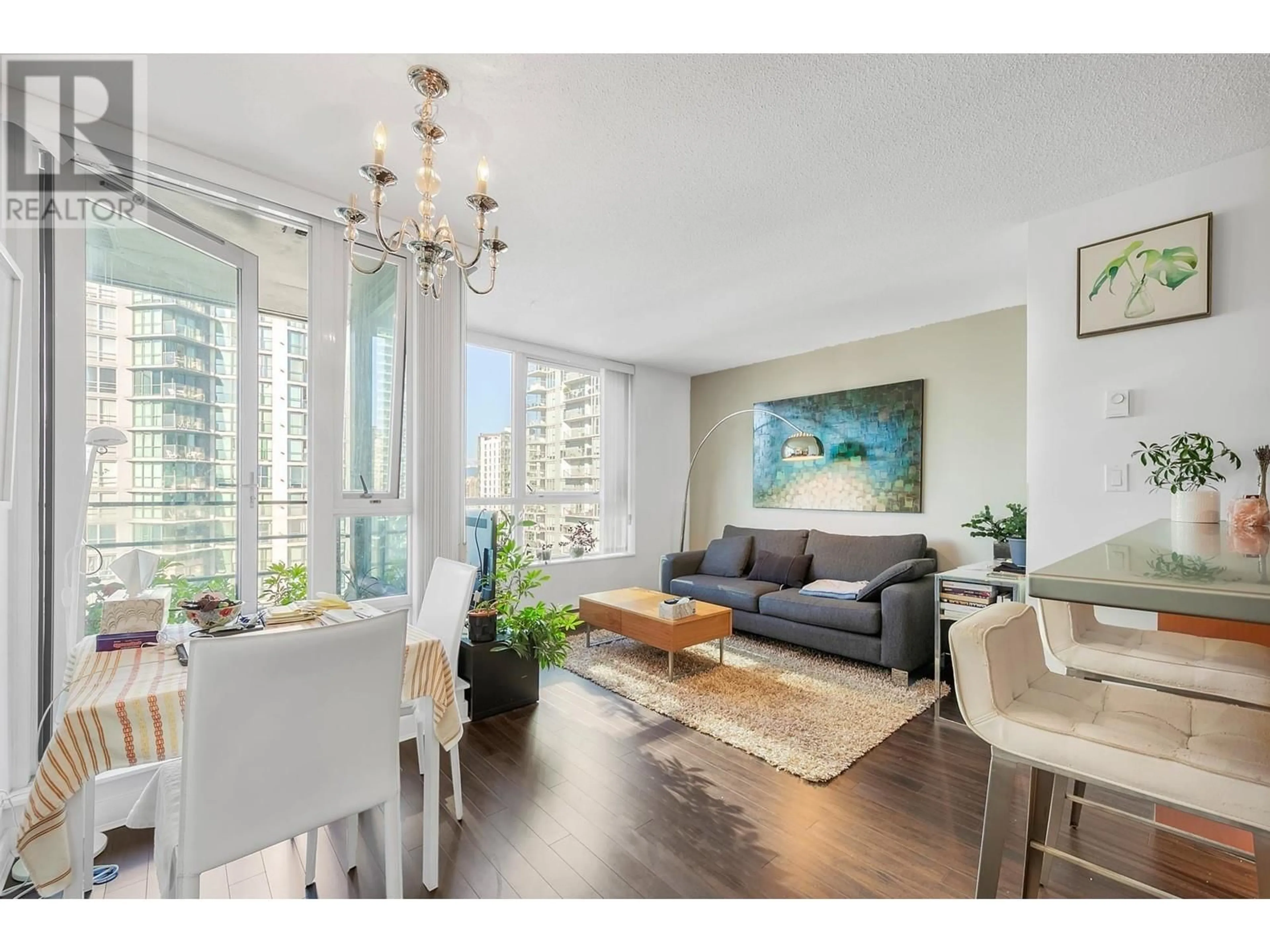 Living room with furniture, wood/laminate floor for 2607 - 1495 RICHARDS STREET, Vancouver British Columbia V6Z3E4