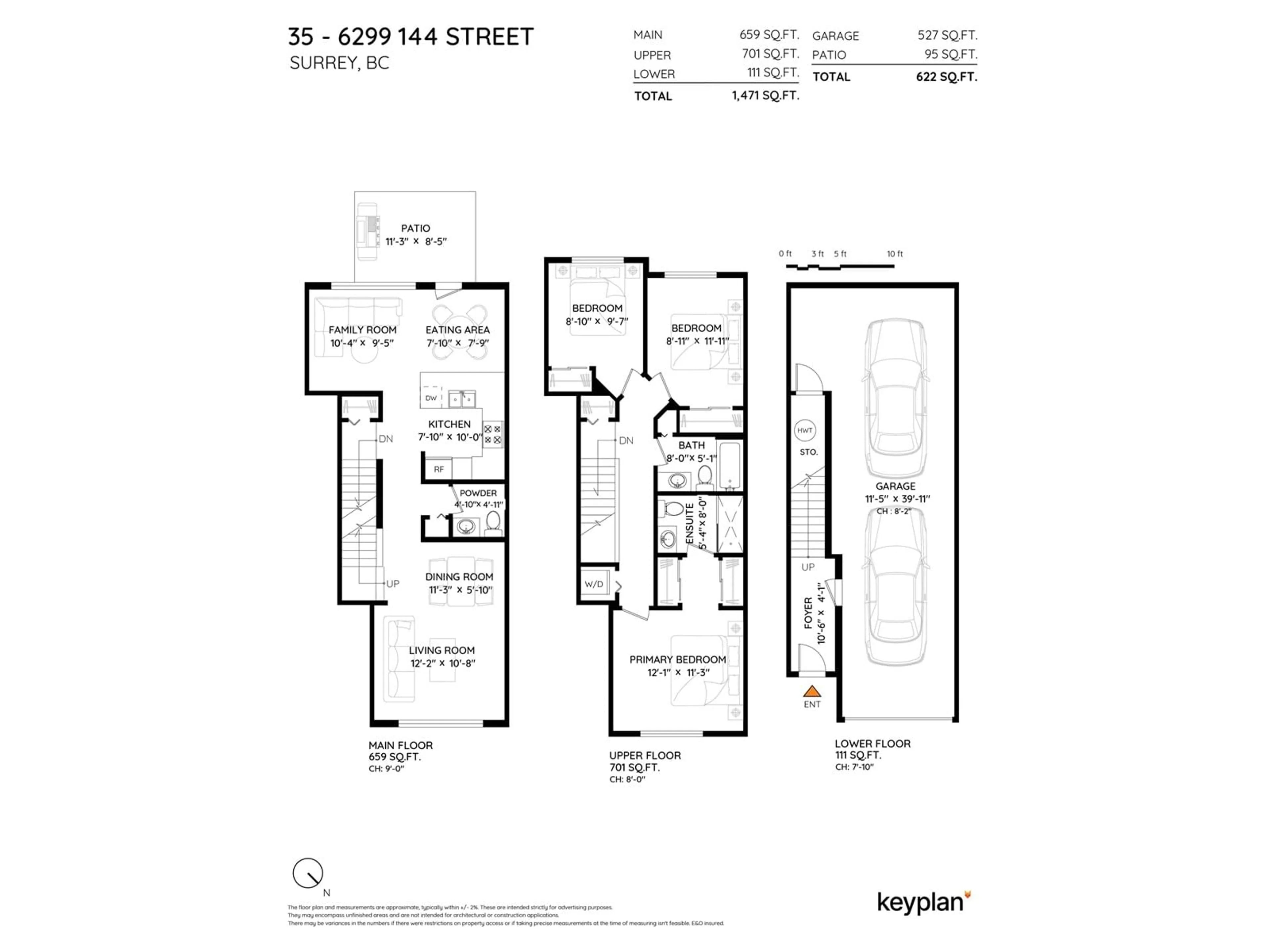 Floor plan for 35 - 6299 144, Surrey British Columbia V3X1A2