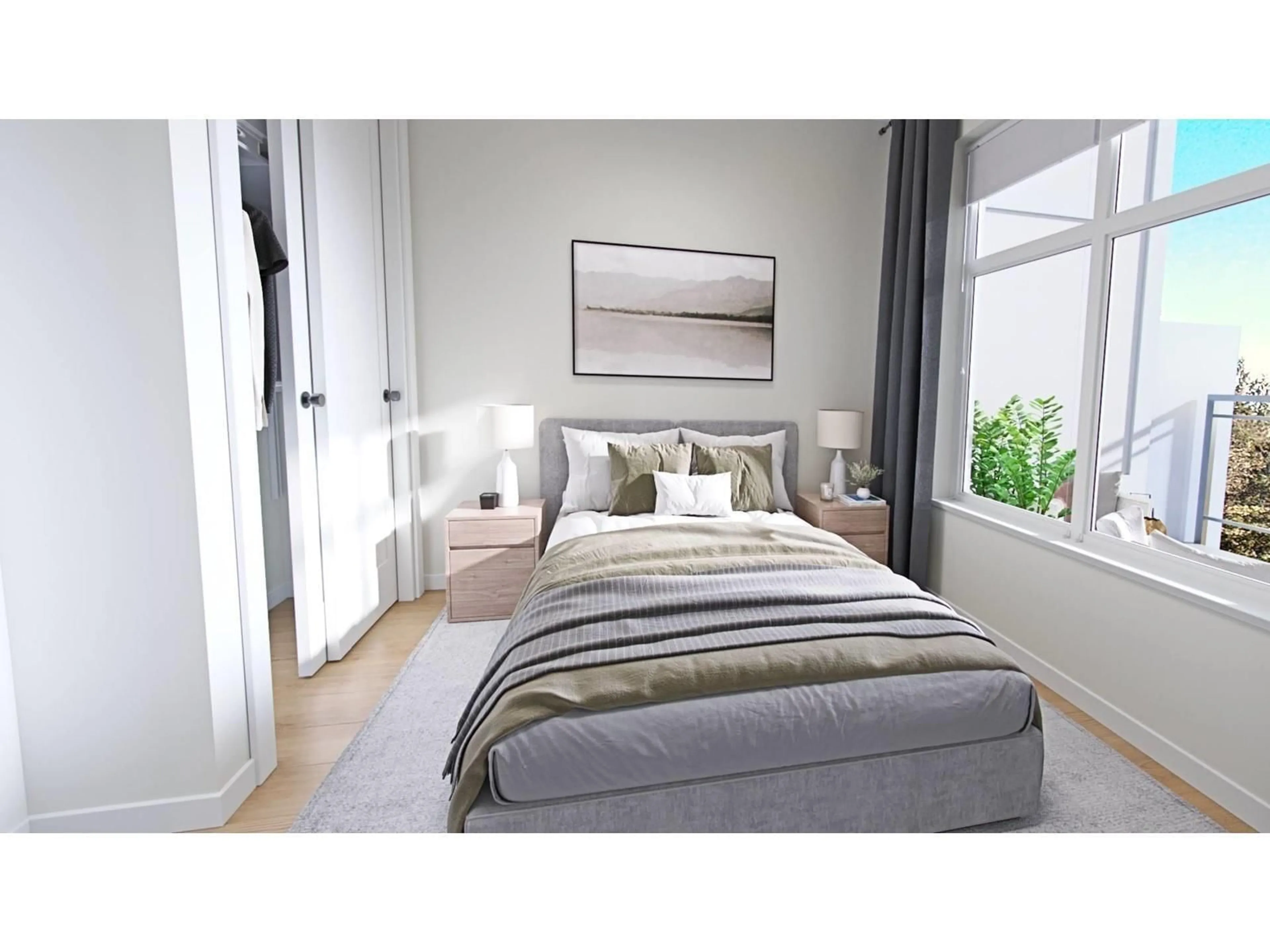 Bedroom with bed, wood/laminate floor for 105 - 33920 BEST, Mission British Columbia V2V0L9