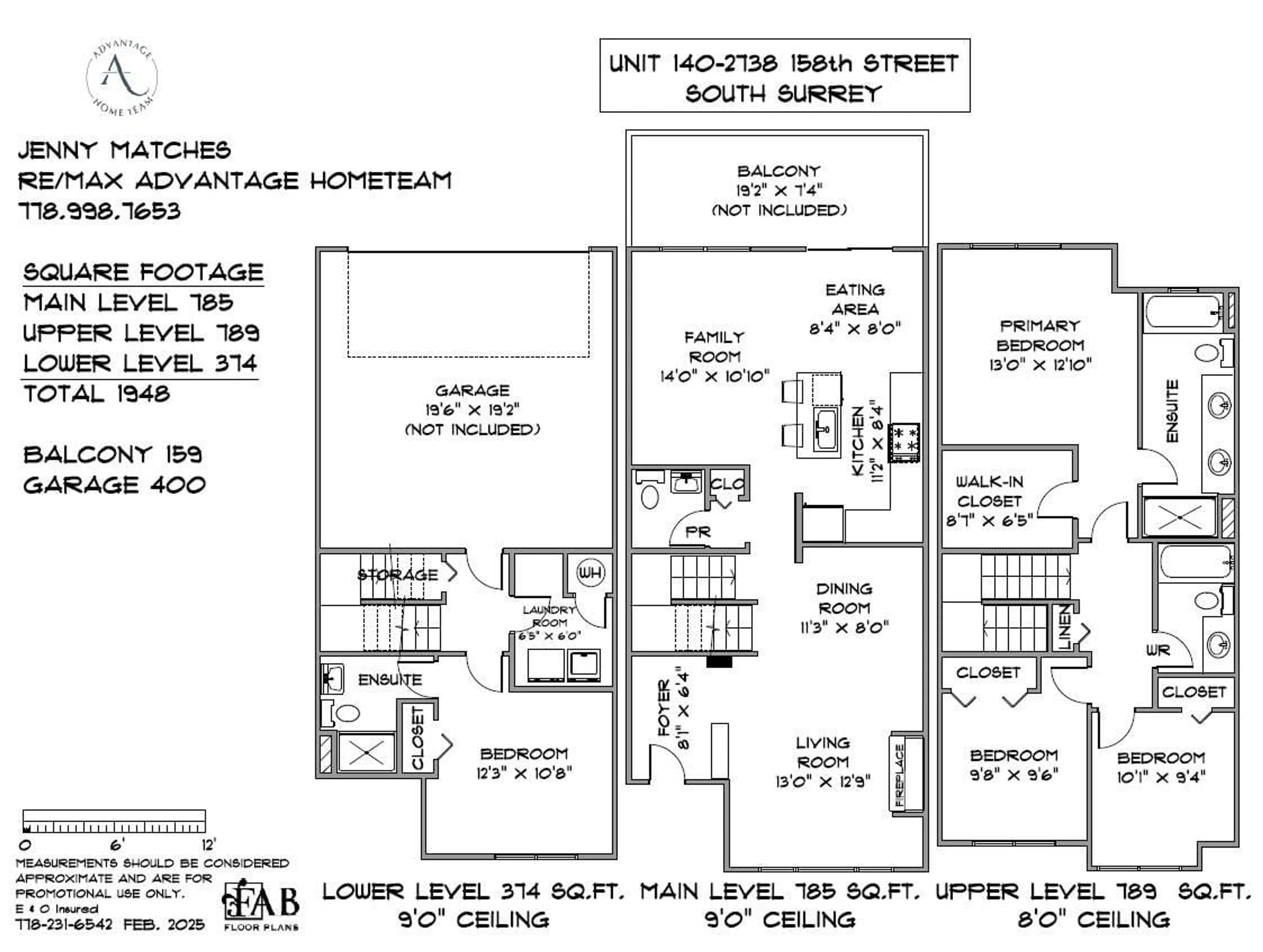Floor plan for 140 - 2738 158, Surrey British Columbia V3Z3K3