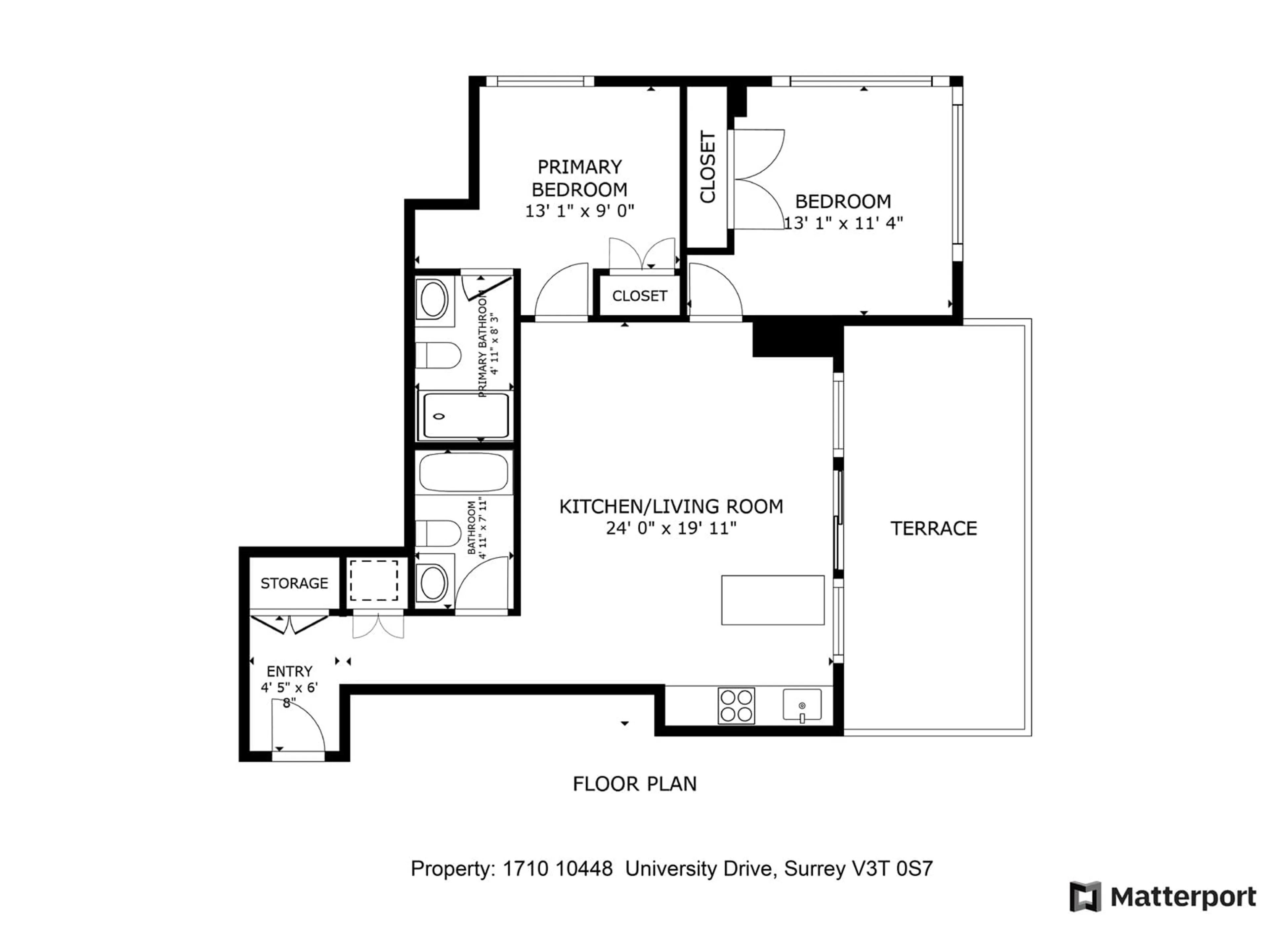 Floor plan for 1710 - 10448 UNIVERSITY, Surrey British Columbia V3T0S7