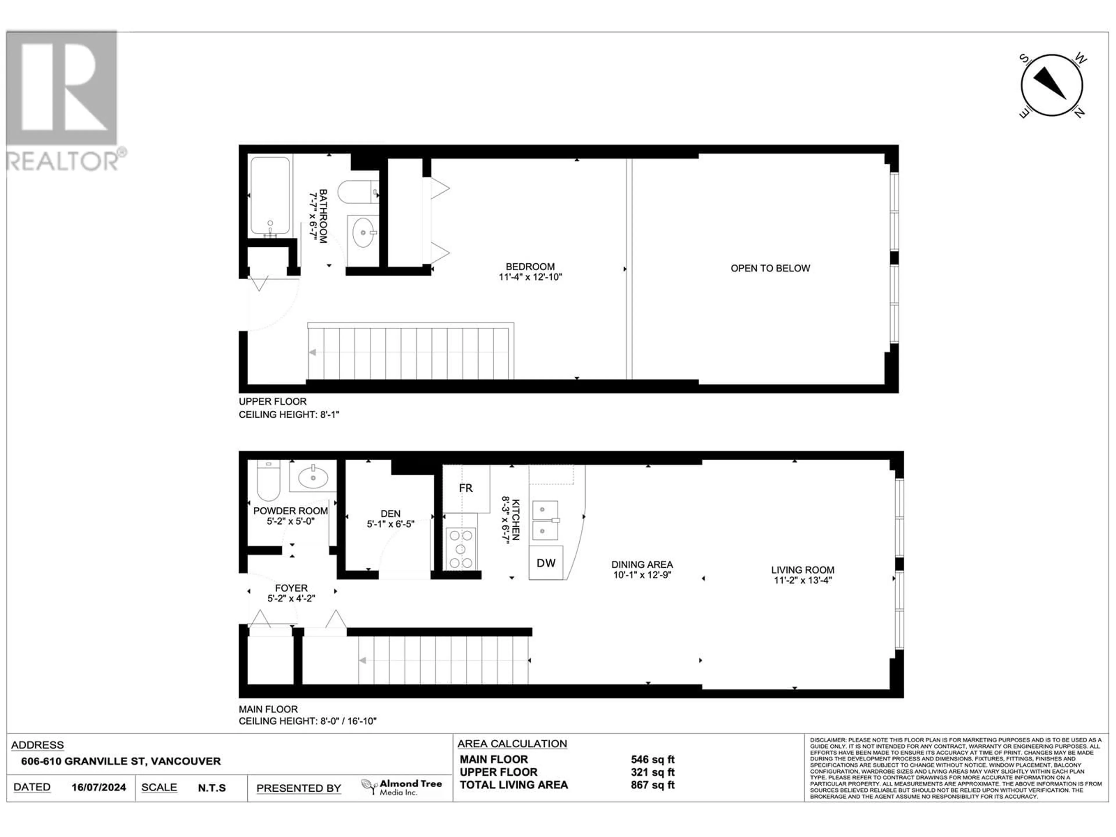 Floor plan for 606 - 610 GRANVILLE STREET, Vancouver British Columbia V6C3T3